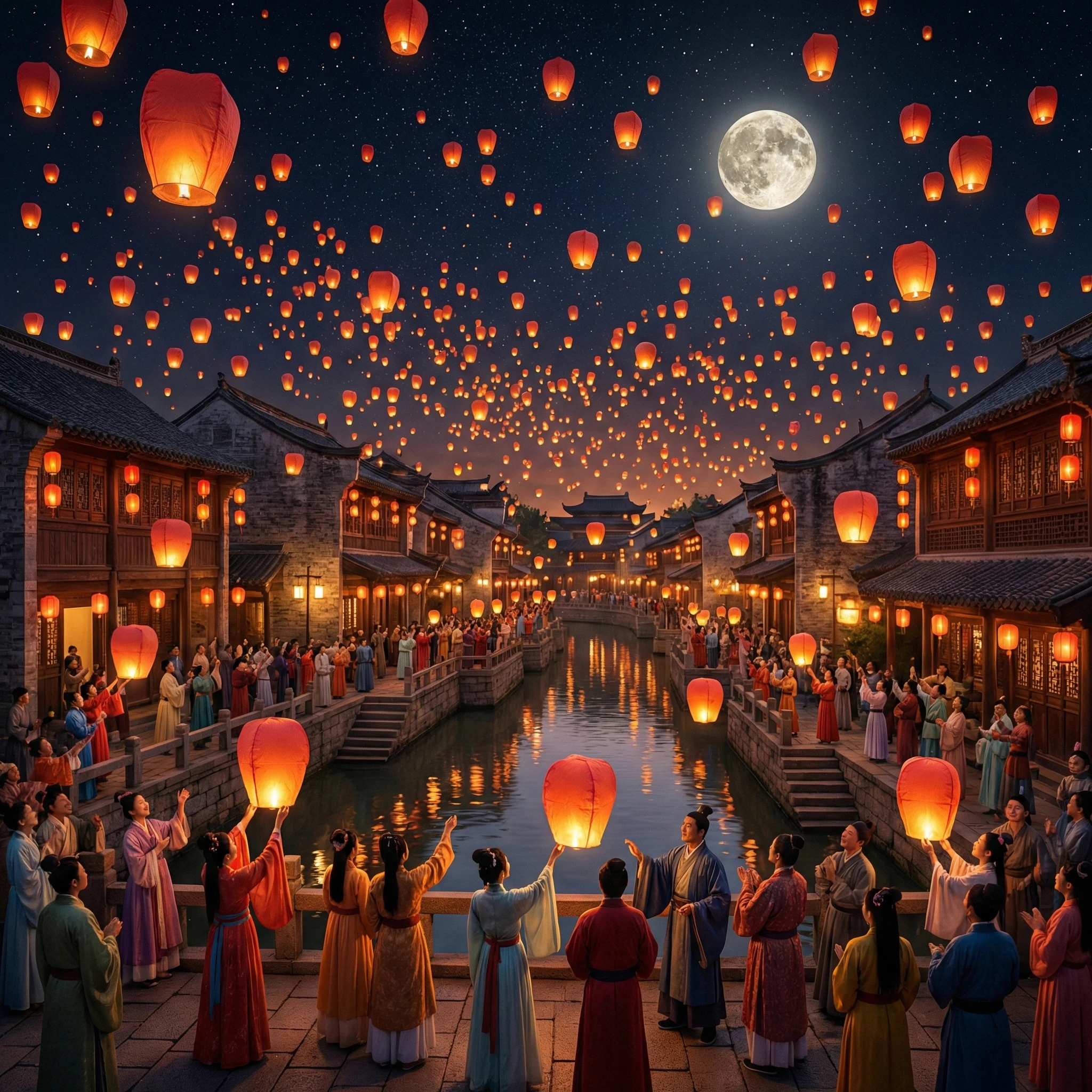 Лунный фестиваль фонариков — Nano Banana Pro промт