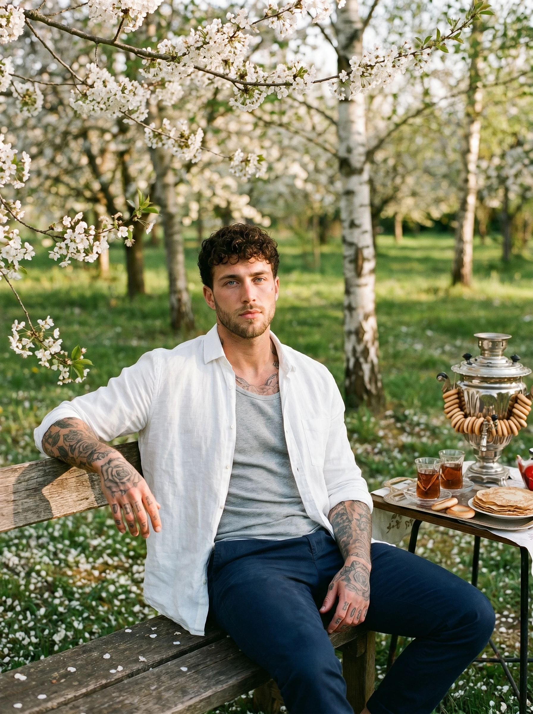 Майский пикник в саду — Nano Banana Pro промт