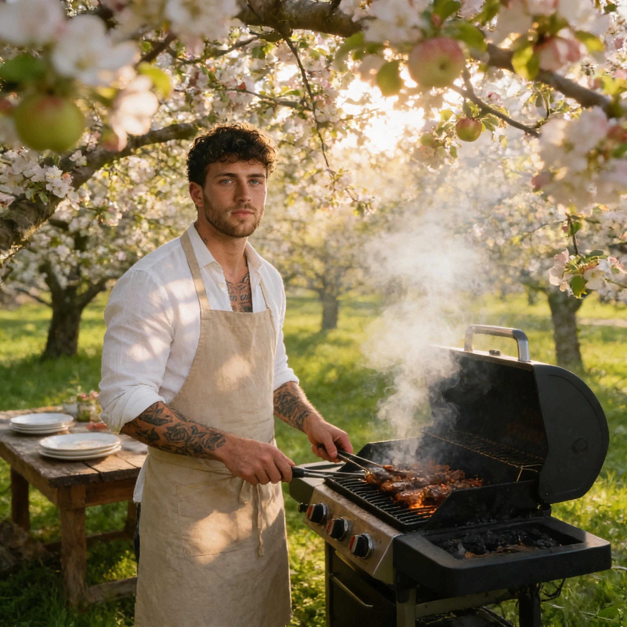 Мастер барбекю на весеннем пикнике — Seedream 4.5 промт