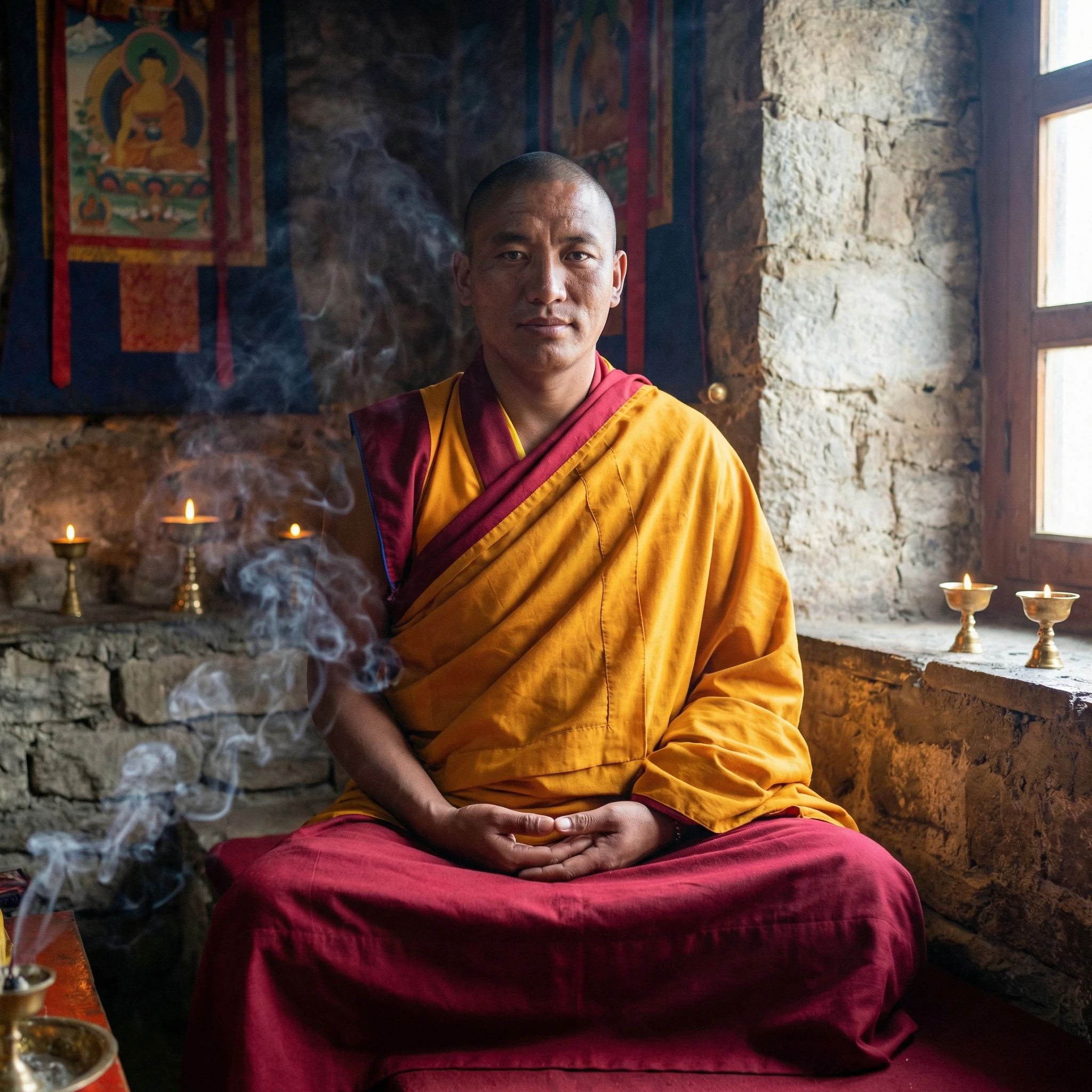 Мастер дзен-буддизма в храме — Nano Banana Pro промт