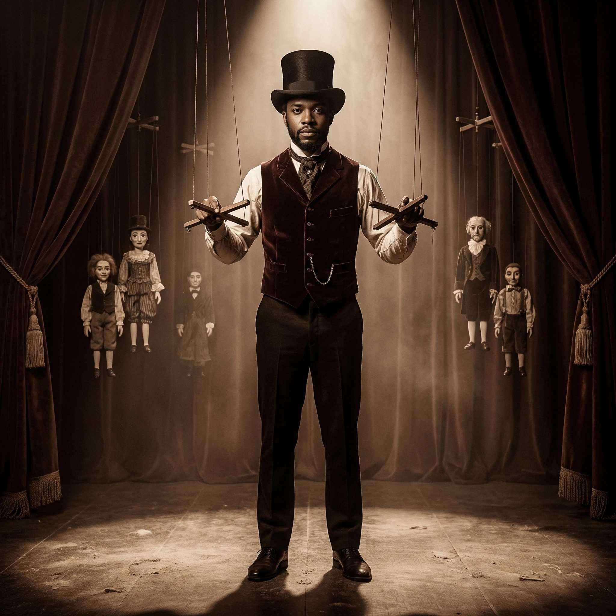 Мастер марионеток в стиле готического театра — Nano Banana Pro промт