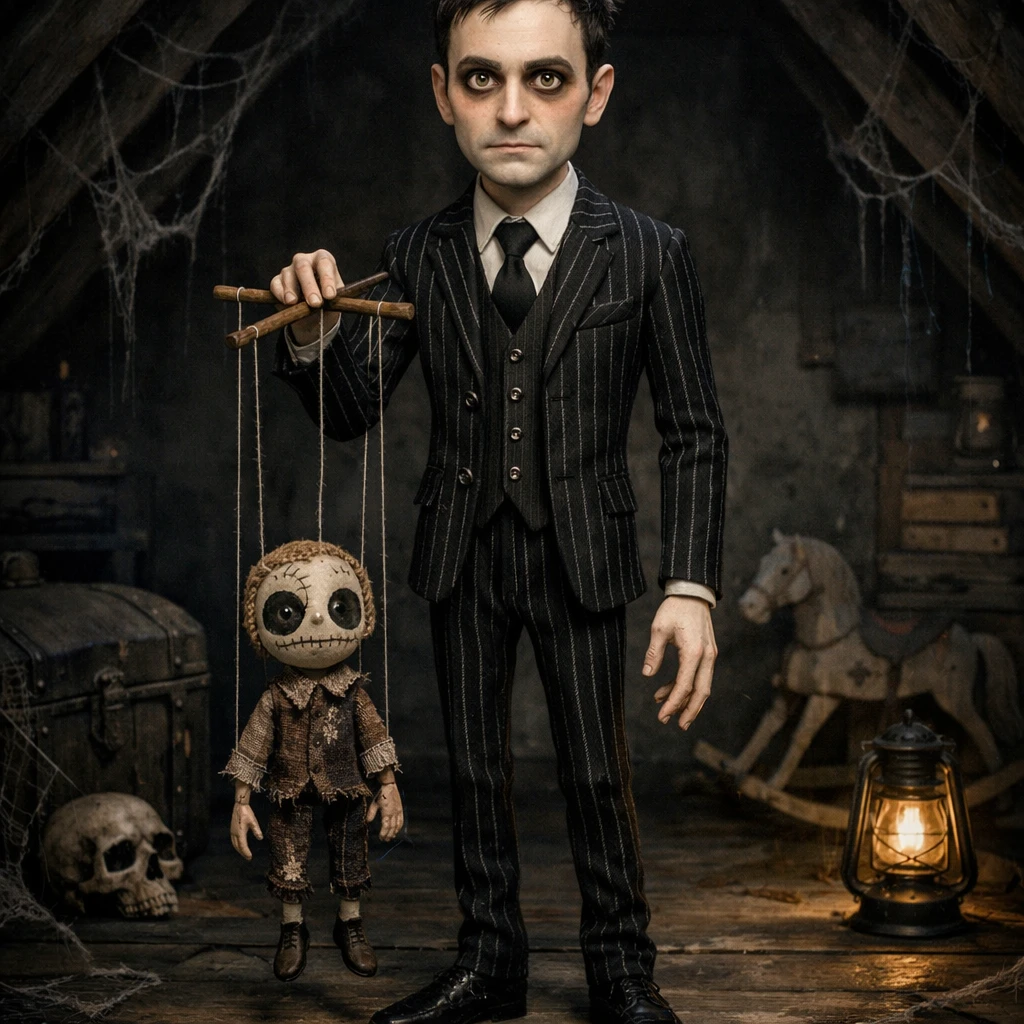 Мастер марионеток в стиле Тима Бёртона — GPT Image 1.5 промт