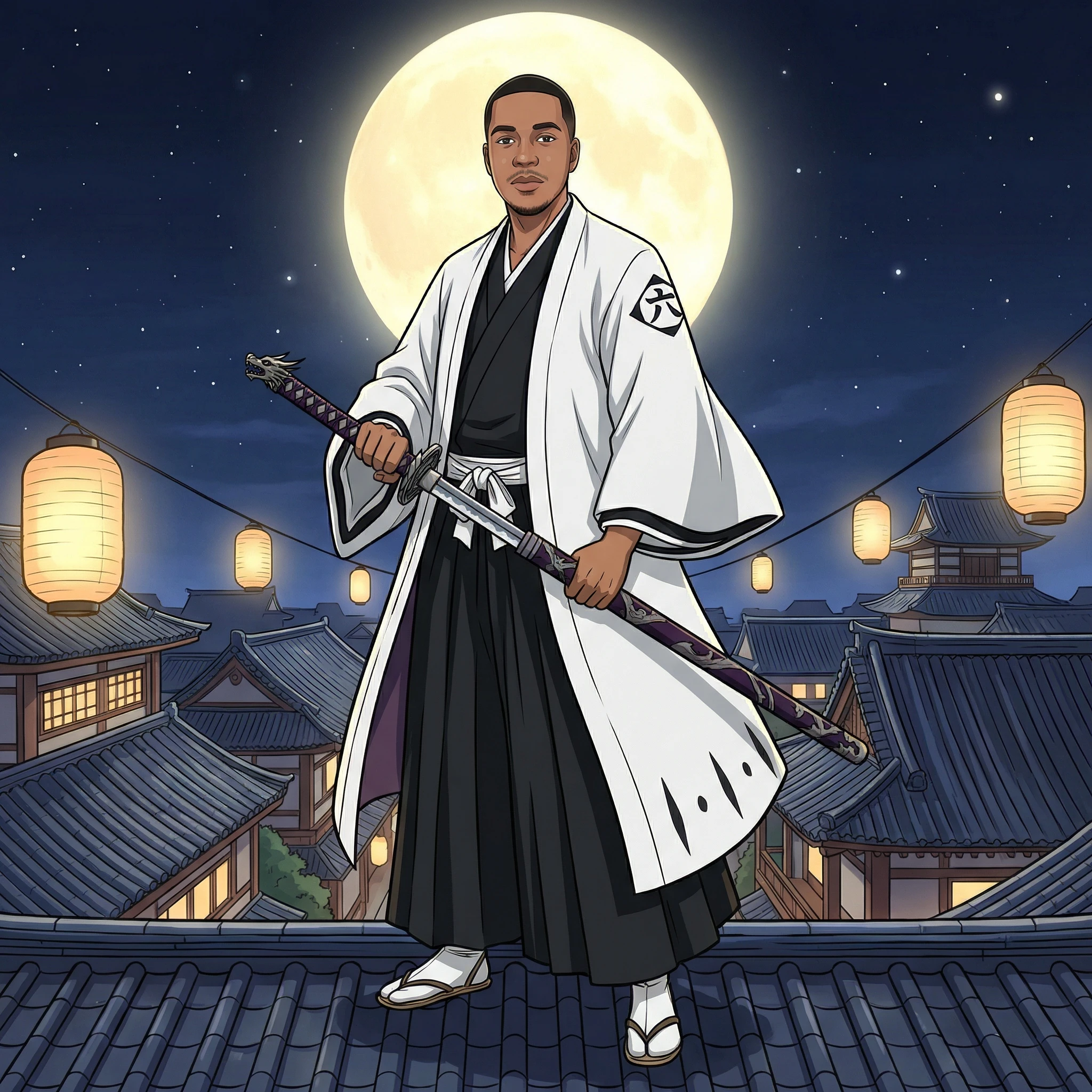 Мастер меча в стиле аниме «Bleach» — Nano Banana Pro промт