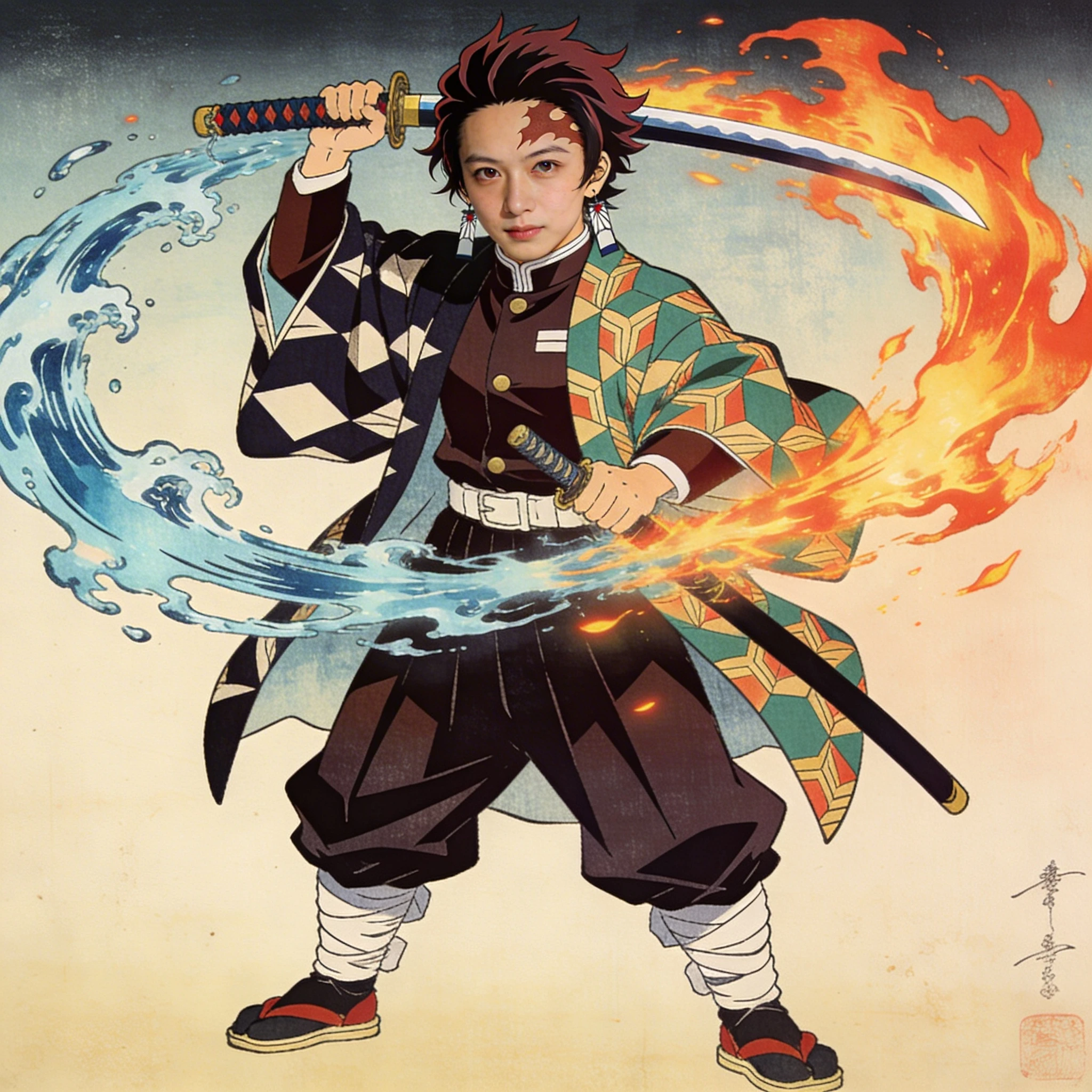 Мастер меча в стиле аниме «Клинок рассекающий демонов» — Seedream 4.5 промт