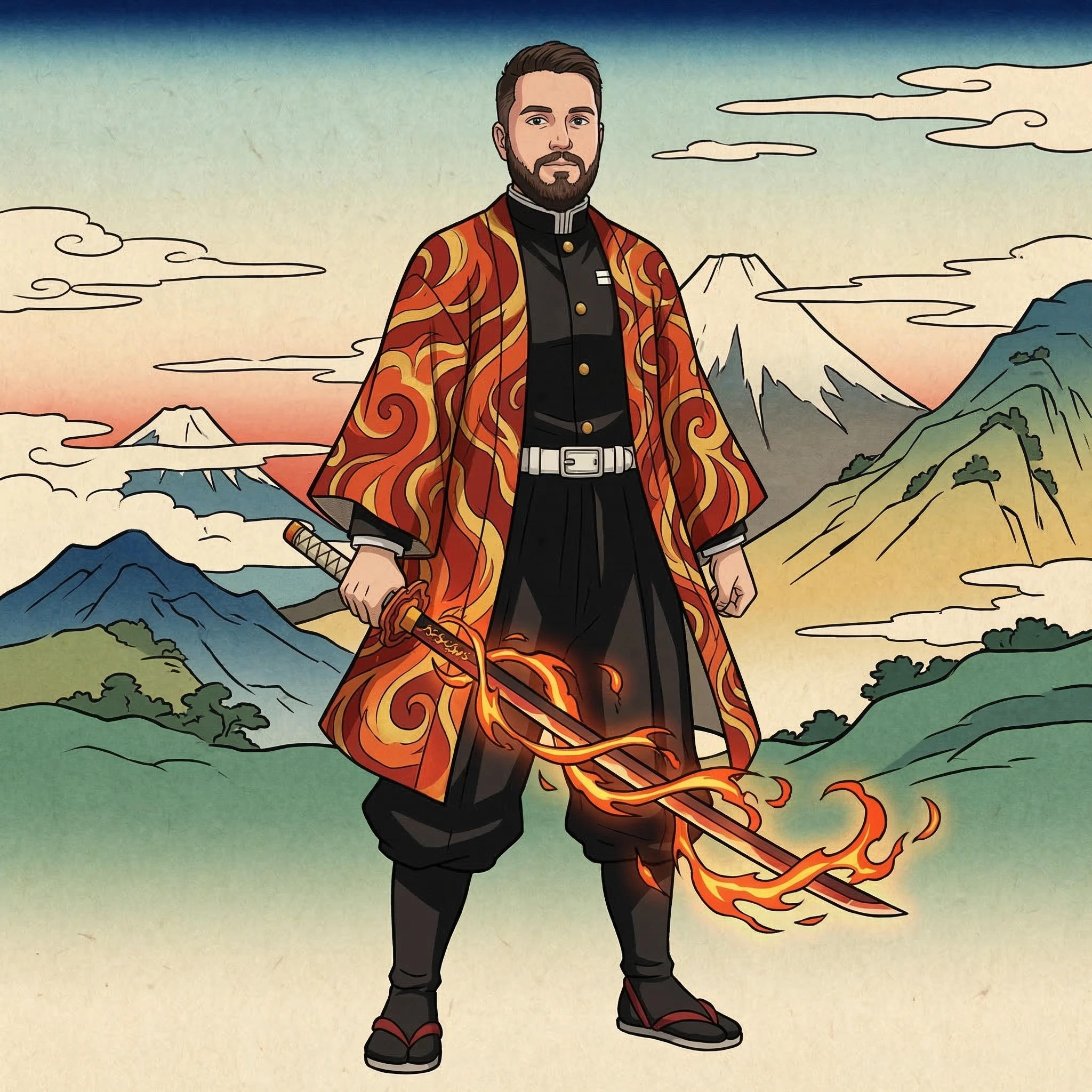 Мастер меча в стиле аниме «Клинок рассекающий демонов» — Nano Banana Pro промт