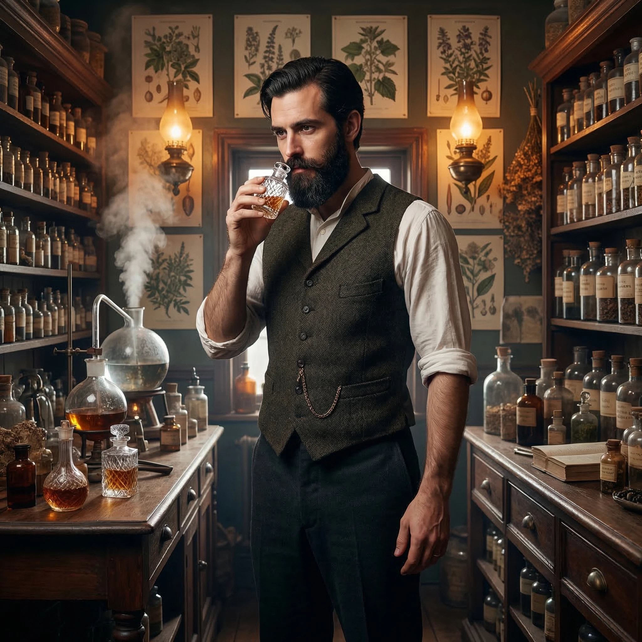 Мастер парфюмерии в старинной лавке — Nano Banana Pro промт