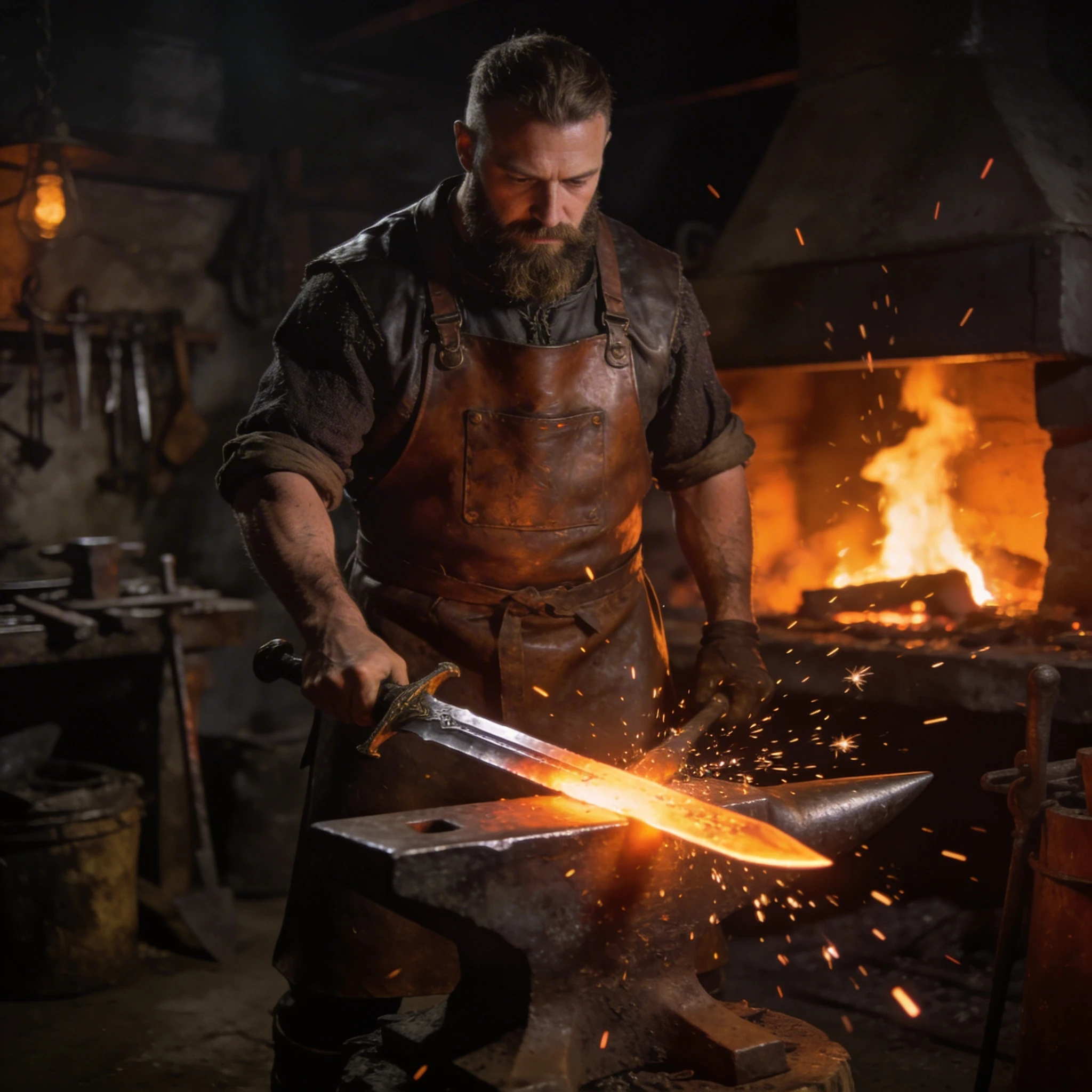 Мастер по изготовлению мечей — Seedream 4.5 промт