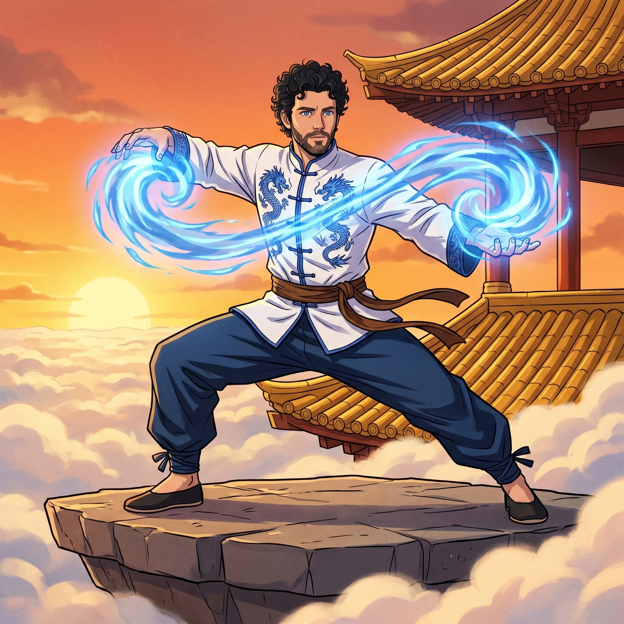 Мастер стихий из горного храма — Nano Banana Pro промт