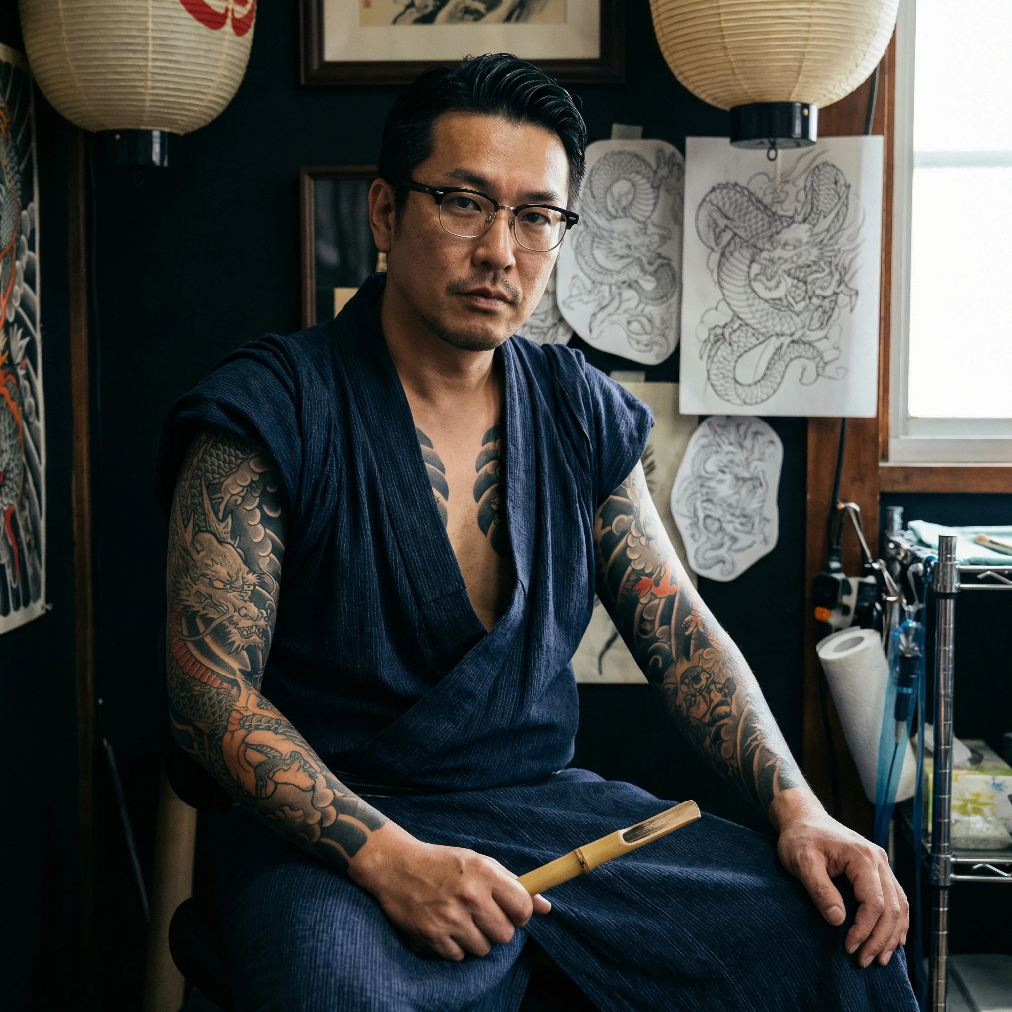 Мастер татуировок в стиле Ирезуми — Nano Banana Pro промт