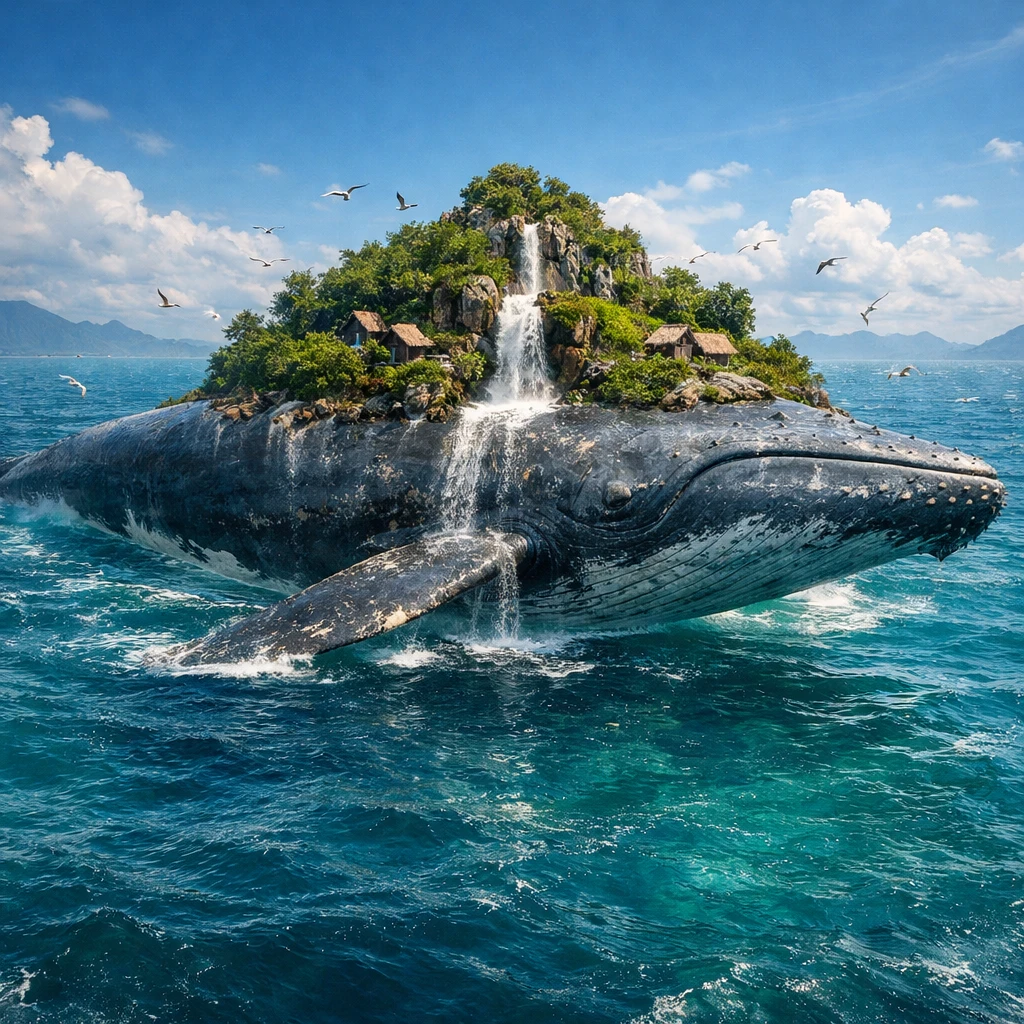 Мифический Кит-Остров — GPT Image 1.5 промт