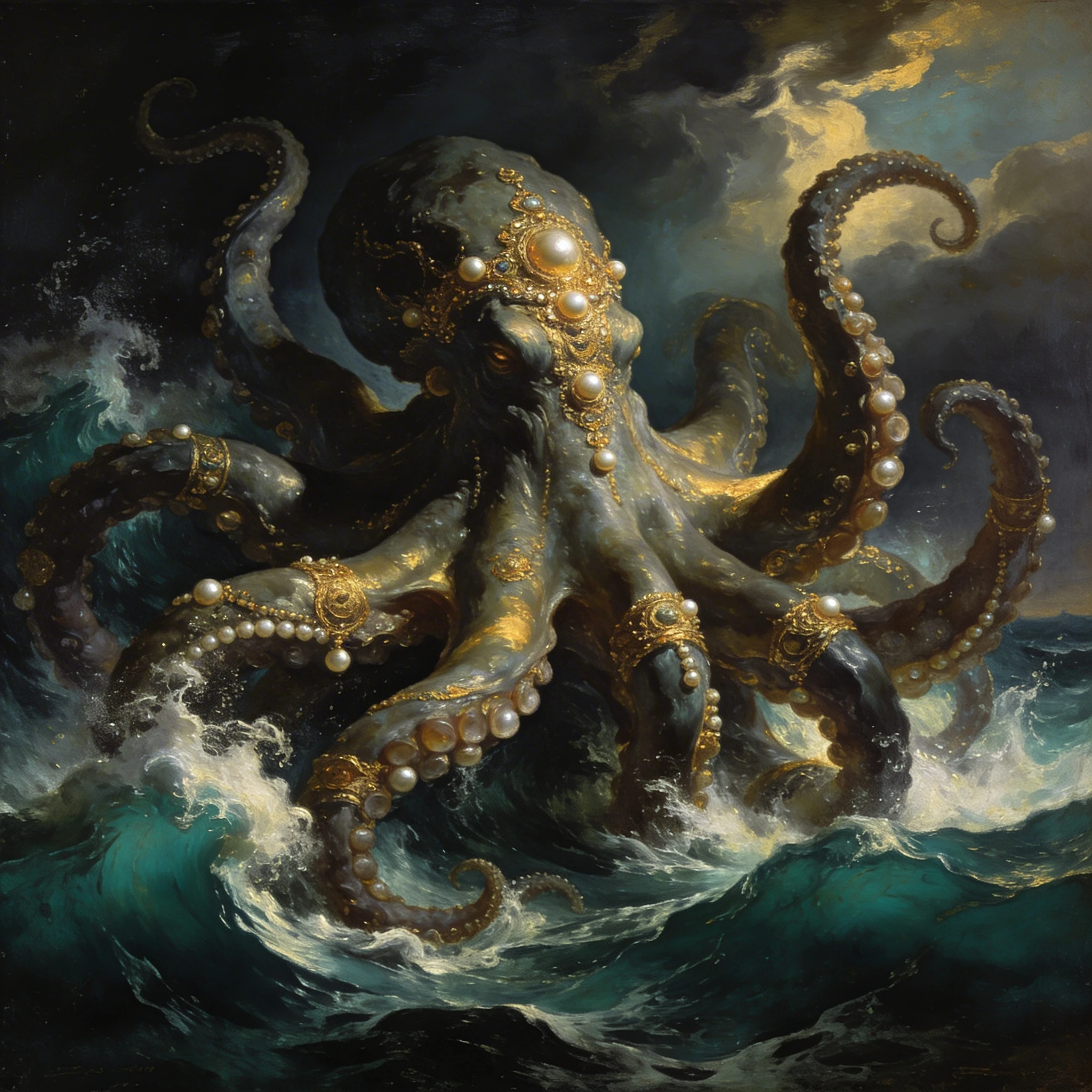 Мифологический Кракен в стиле барокко — Seedream 4.5 промт