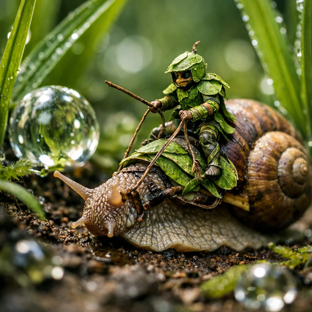 Микро-мир: Лесной гонщик на улитке — GPT Image 1.5 промт