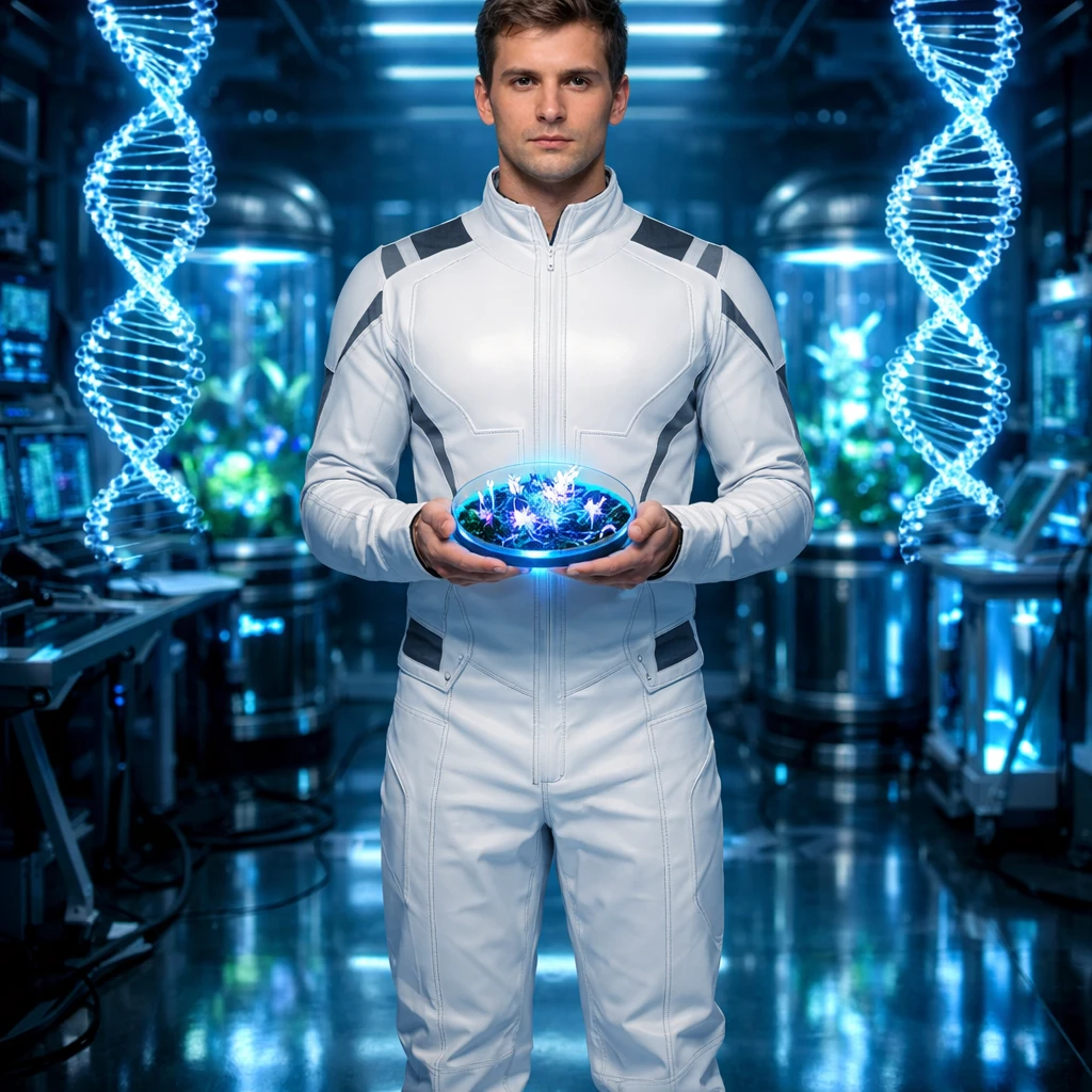 Микробиолог в футуристической лаборатории — GPT Image 1.5 промт