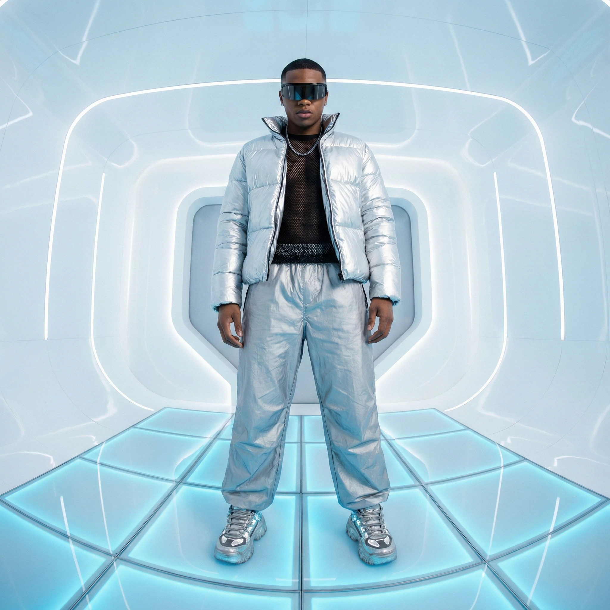 Модель в стиле Cyber-Y2K — Nano Banana Pro промт