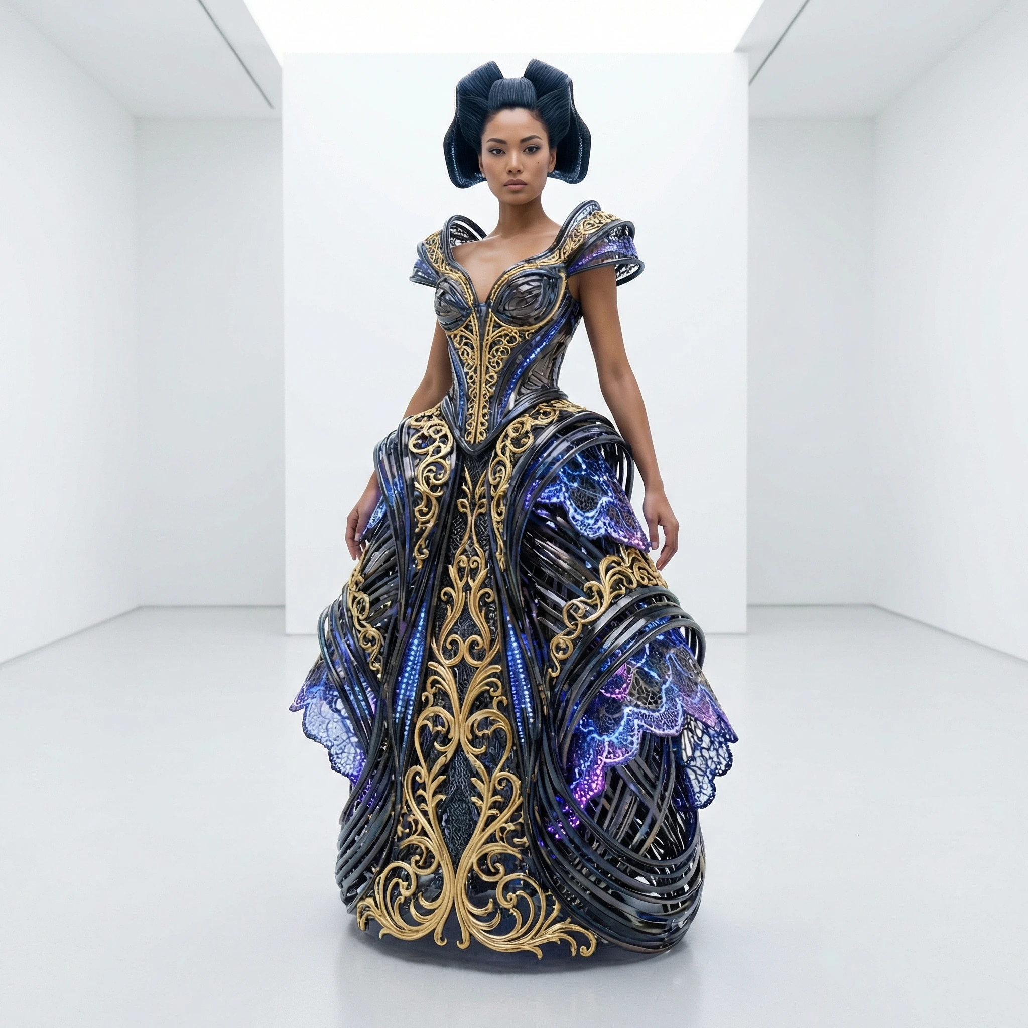 Модель в стиле цифрового барокко — Nano Banana Pro промт