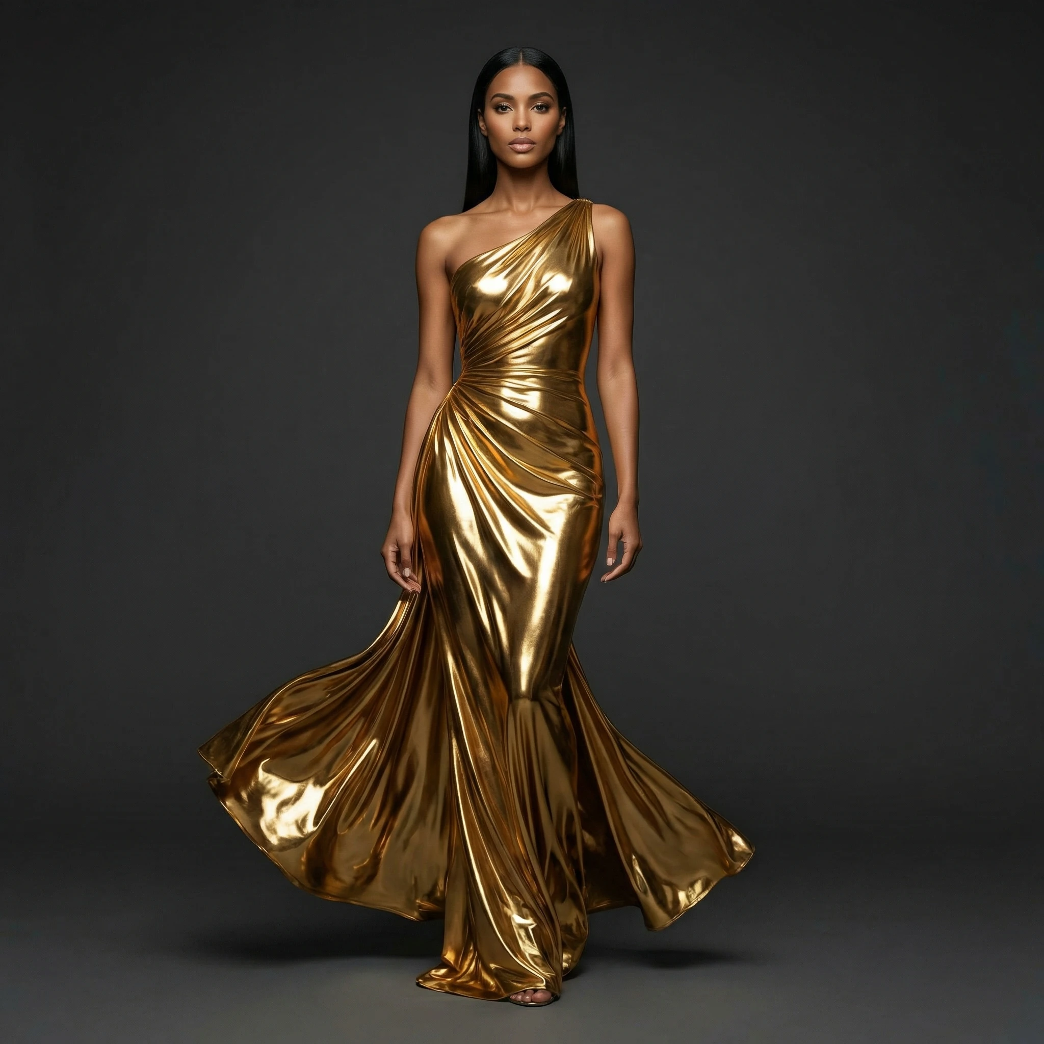 Модель в стиле 'Жидкое золото' — Nano Banana Pro промт