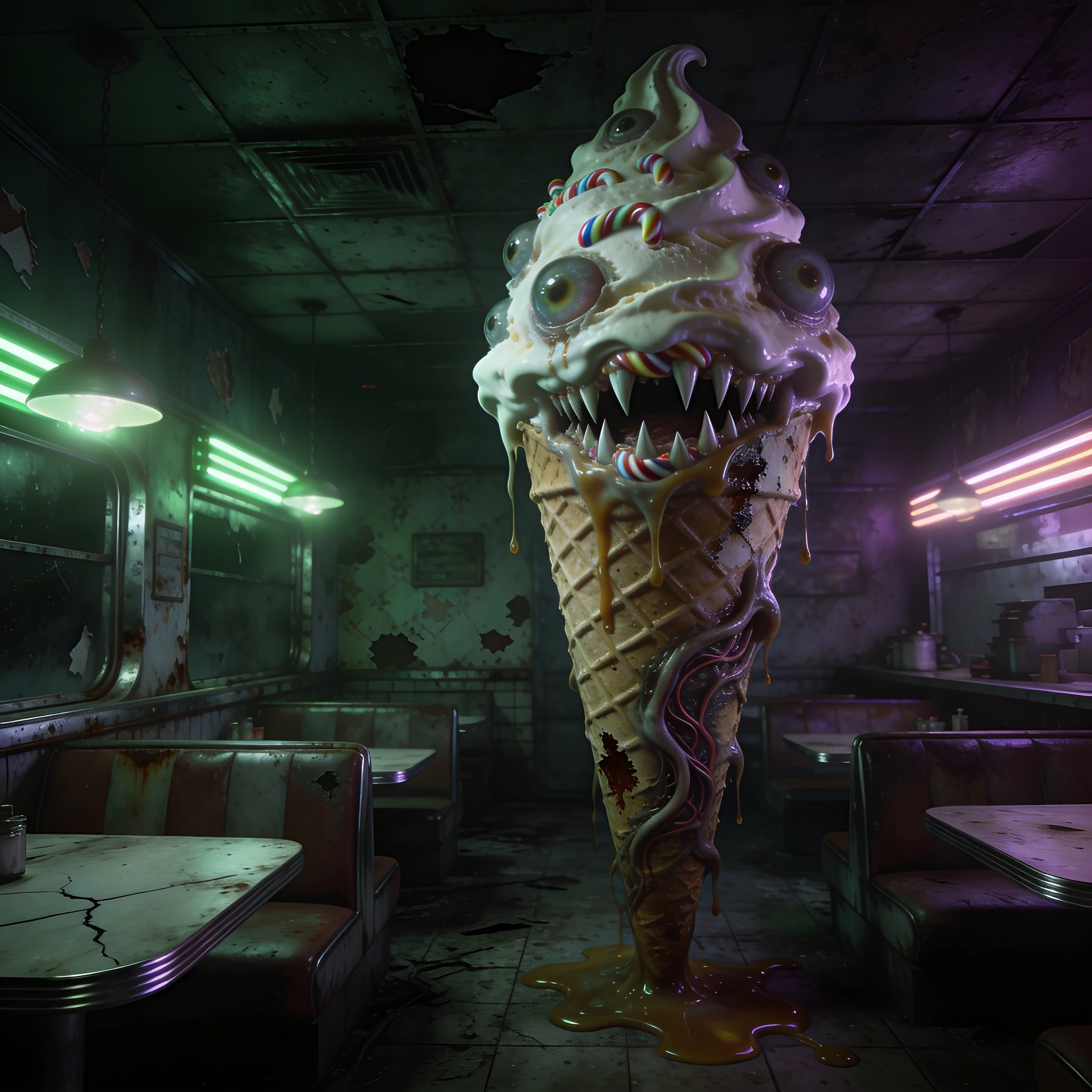 Мороженое-Монстр (Хоррор) — Seedream 4.5 промт