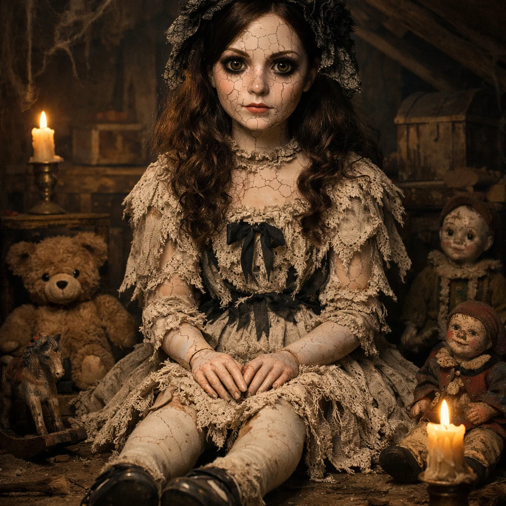 Мрачная кукла из хоррора — GPT Image 1.5 промт