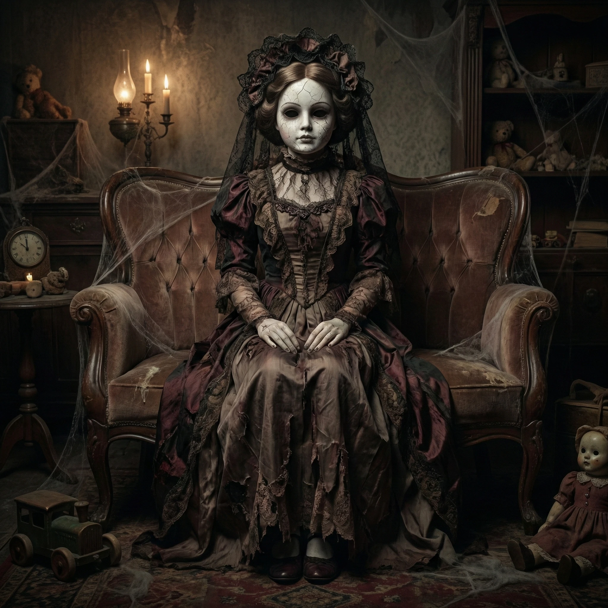 Мрачная кукла в стиле «Koru» — Nano Banana Pro промт