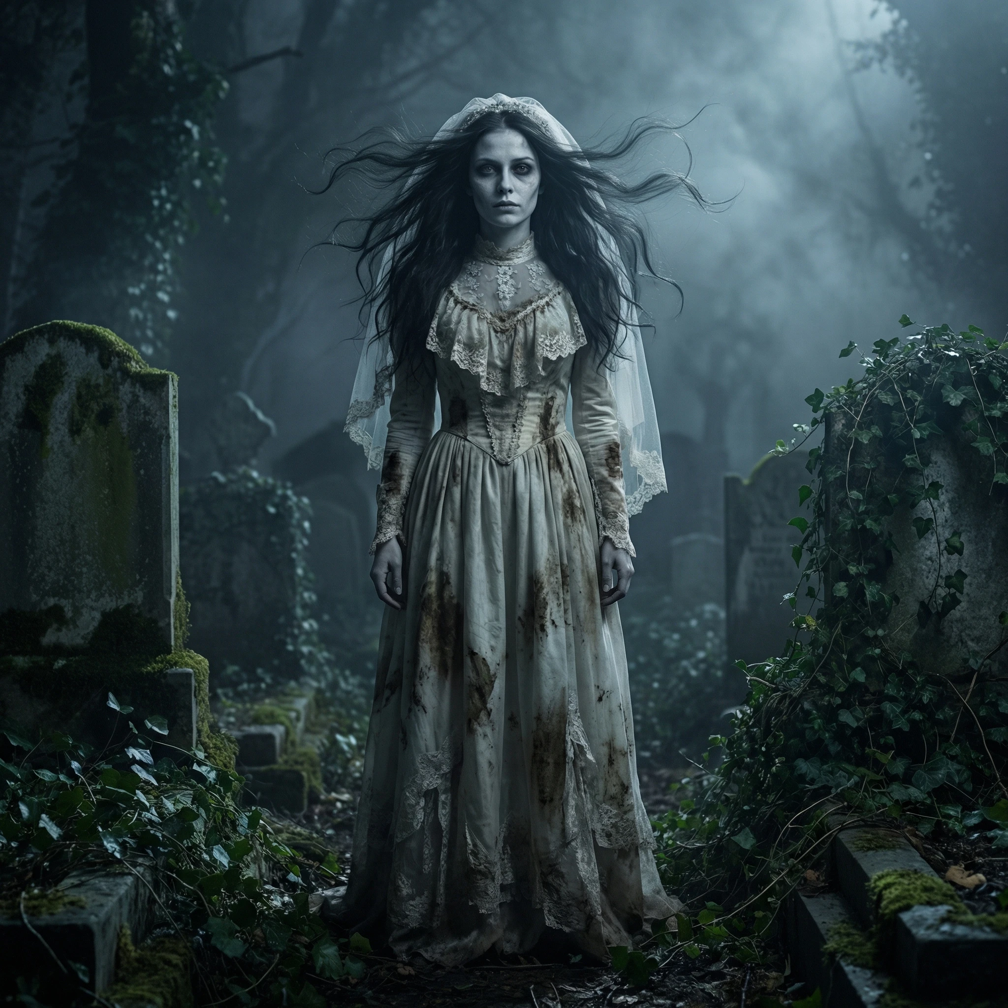 Мрачная невеста-призрак — Nano Banana Pro промт