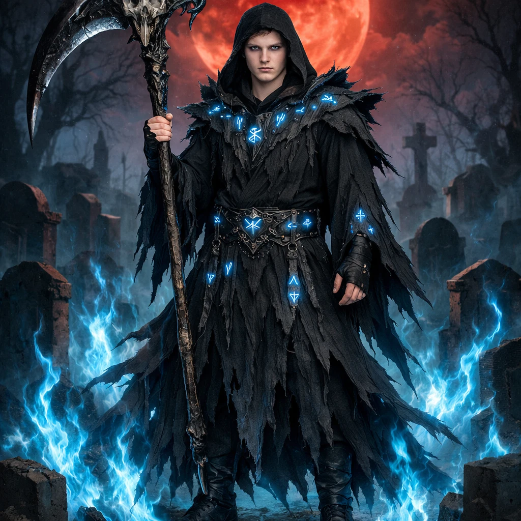 Мрачный жнец в стиле Дарк-Фэнтези — GPT Image 1.5 промт