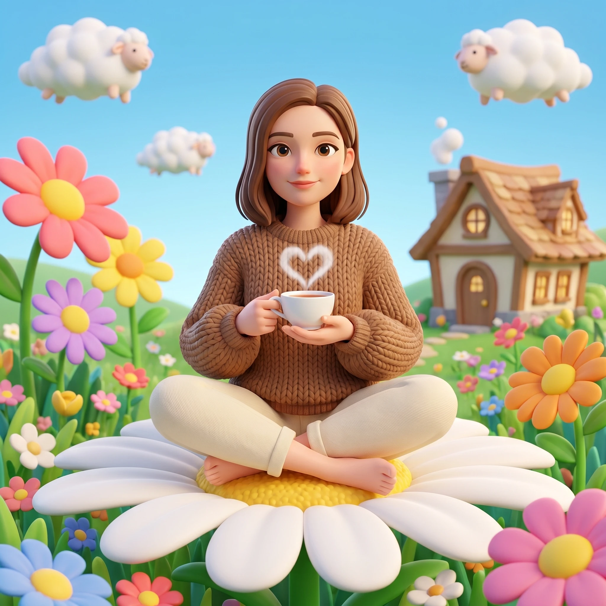 Мультфильм: Семья в Праздник Ромашек — Nano Banana Pro промт