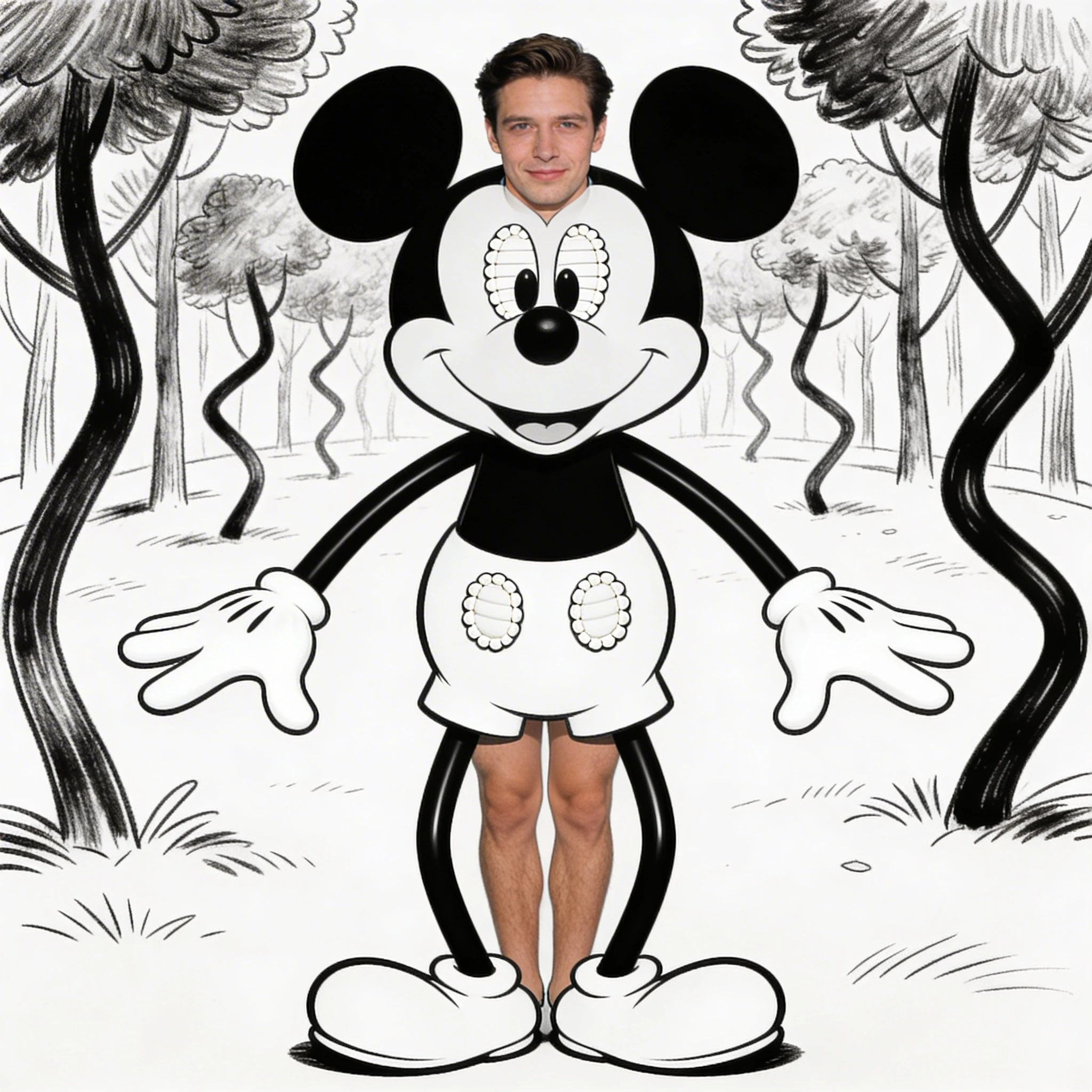 Мультяшный герой в стиле Rubber Hose — Seedream 4.5 промт