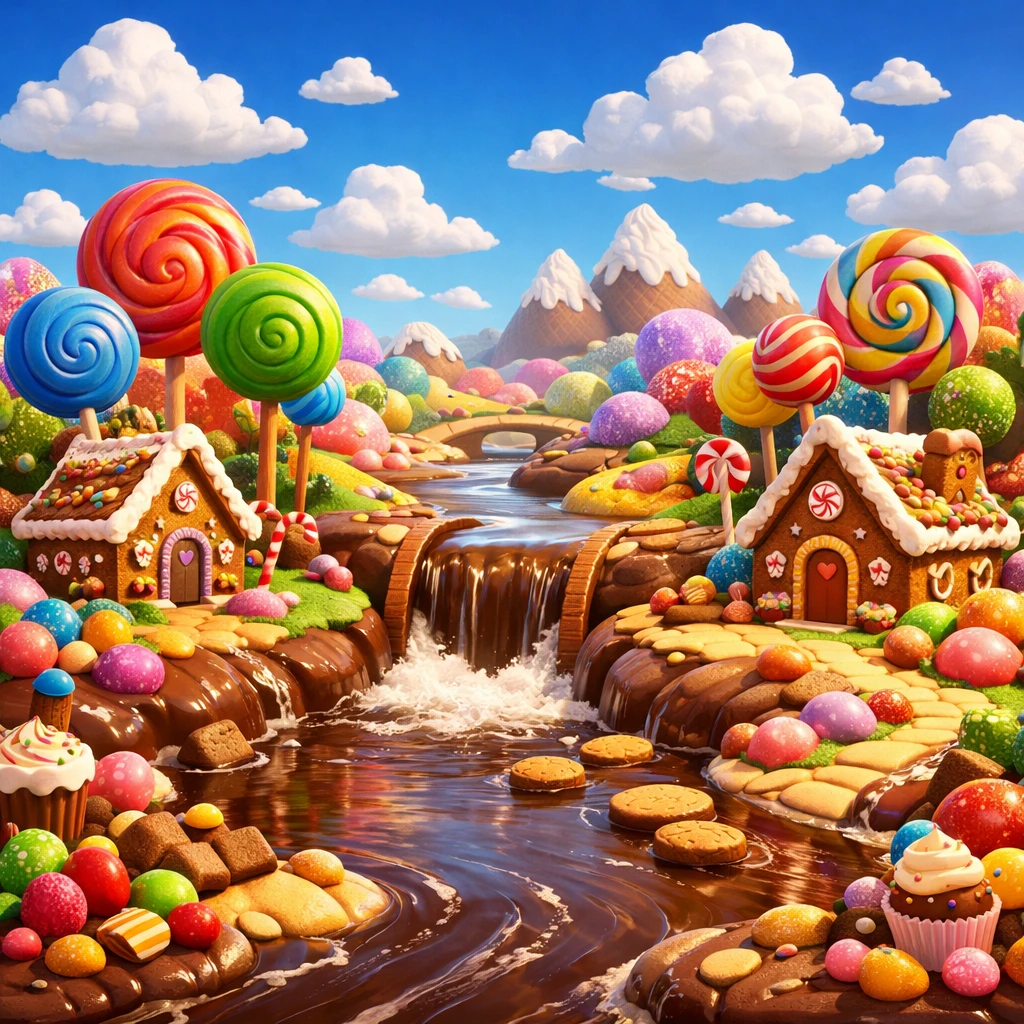 Мультяшный мир сладостей — GPT Image 1.5 промт