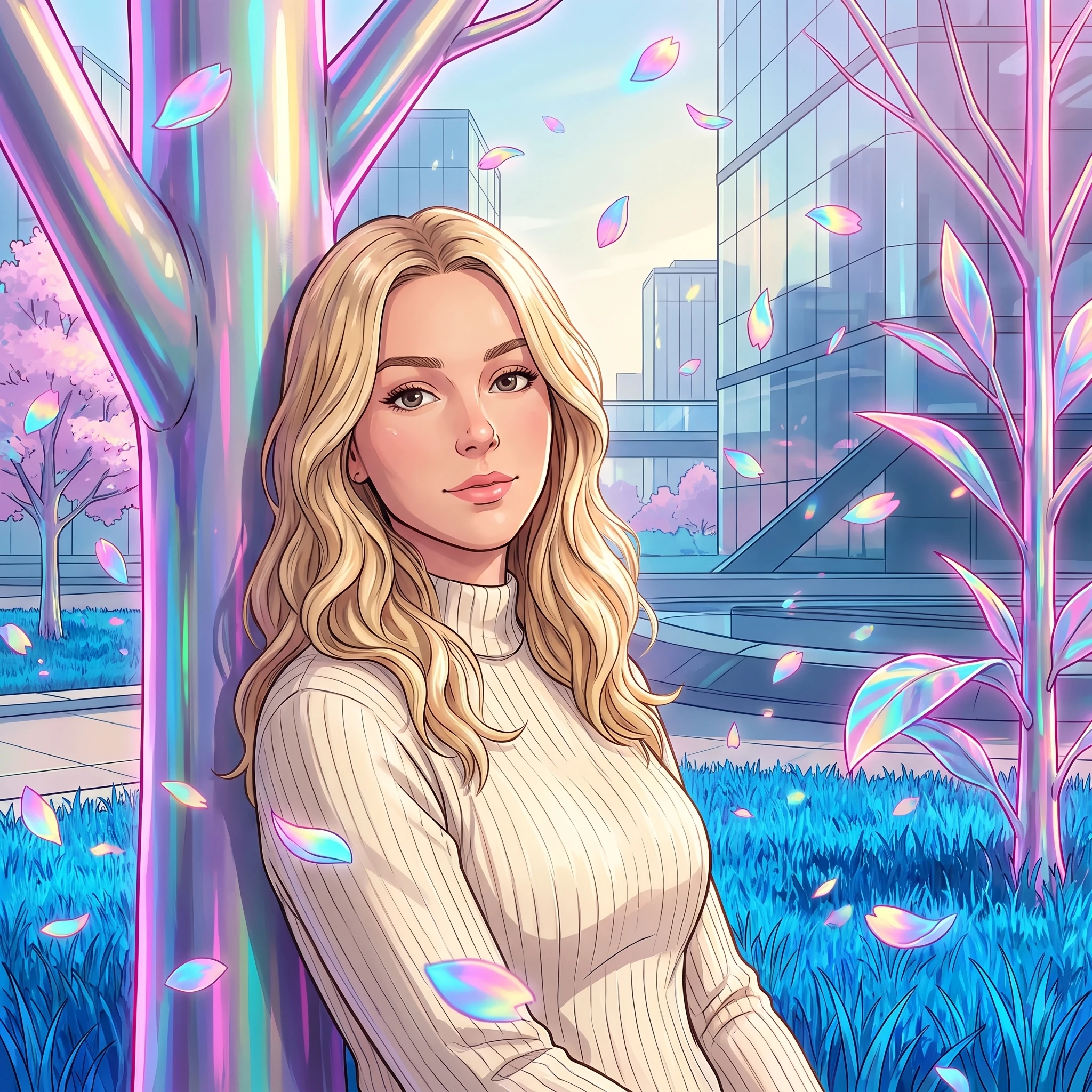 Муза в кибер-саду — Nano Banana Pro промт