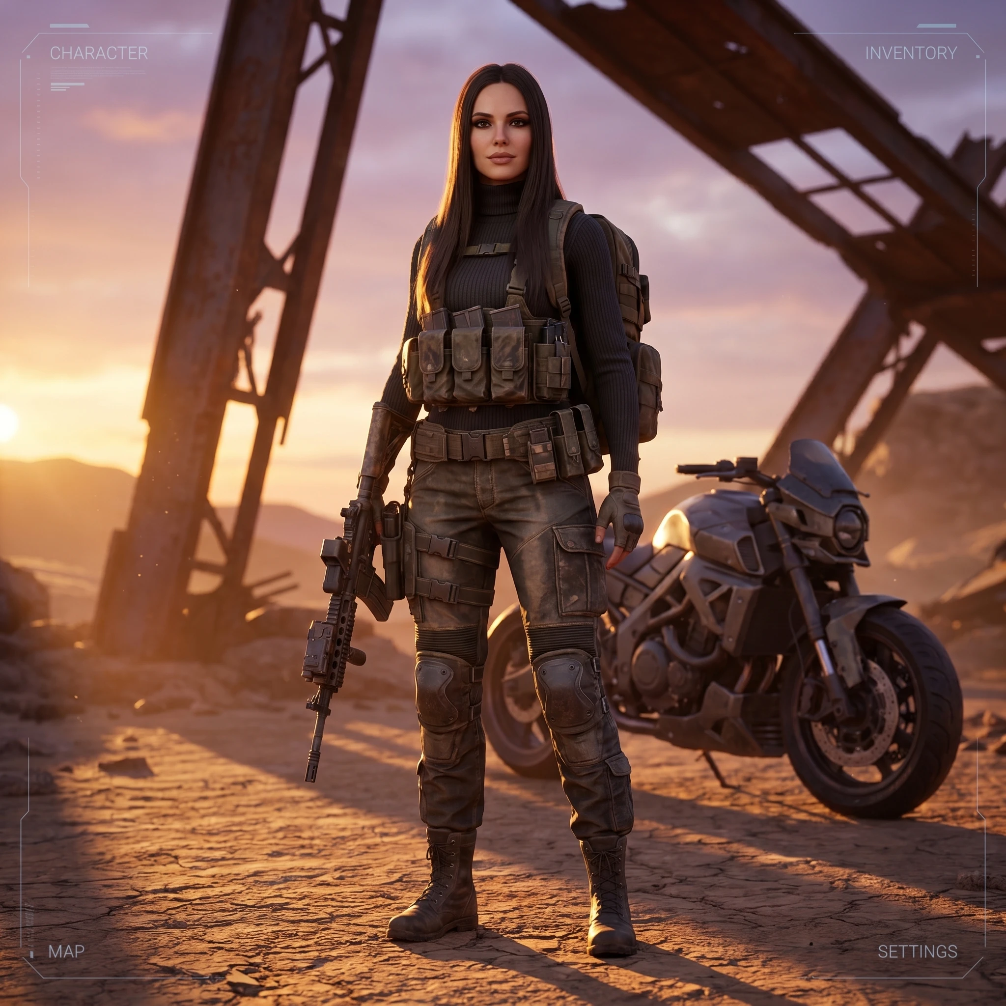 Наездница пустошей: RPG — Nano Banana Pro промт