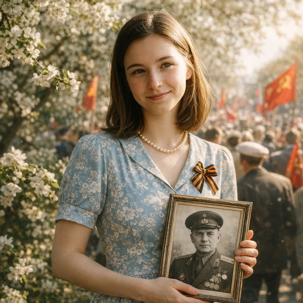Наследница памяти: весенний День Победы — GPT Image 1.5 промт