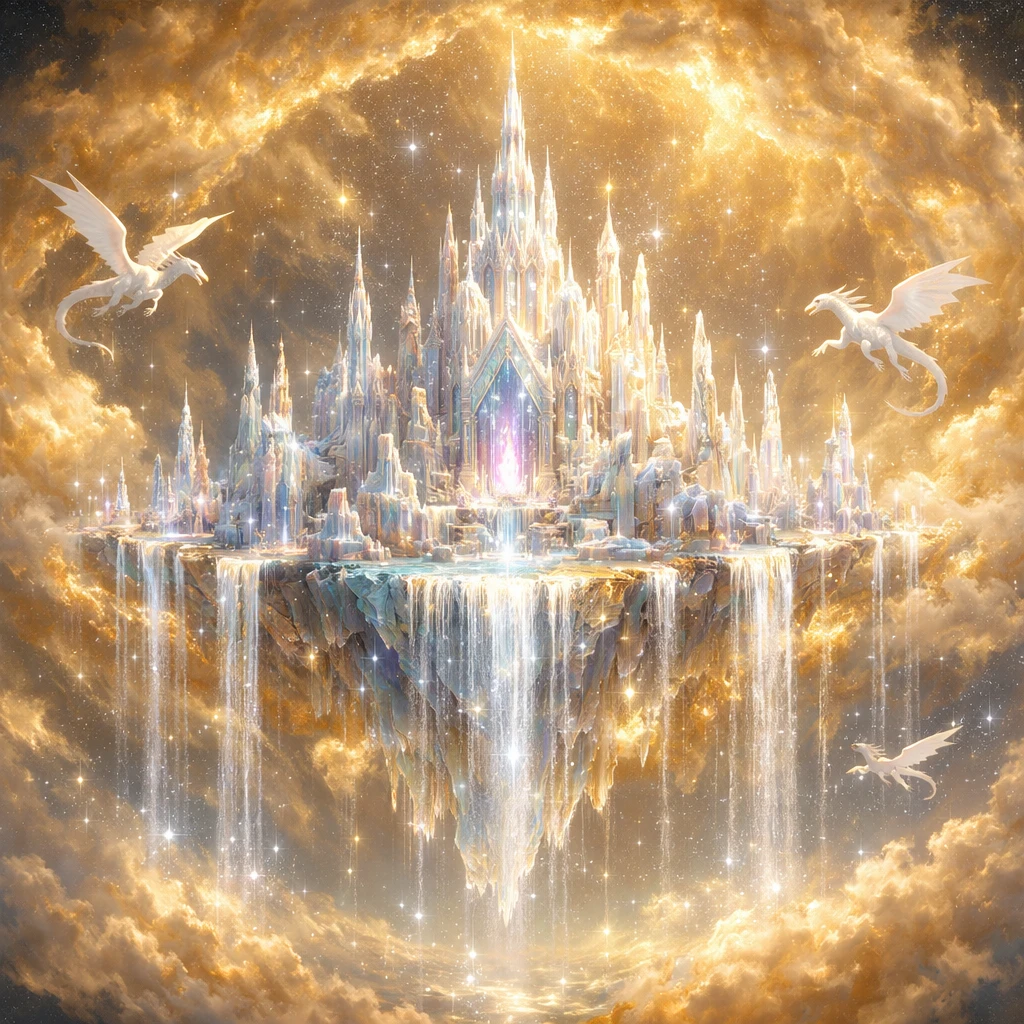 Небесный город в кристальном облаке — GPT Image 1.5 промт