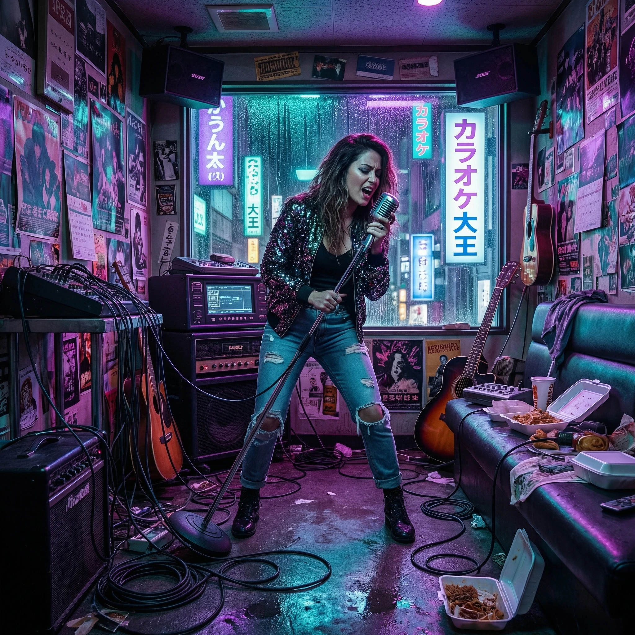 Неоновое караоке в стиле Токио — Nano Banana Pro промт