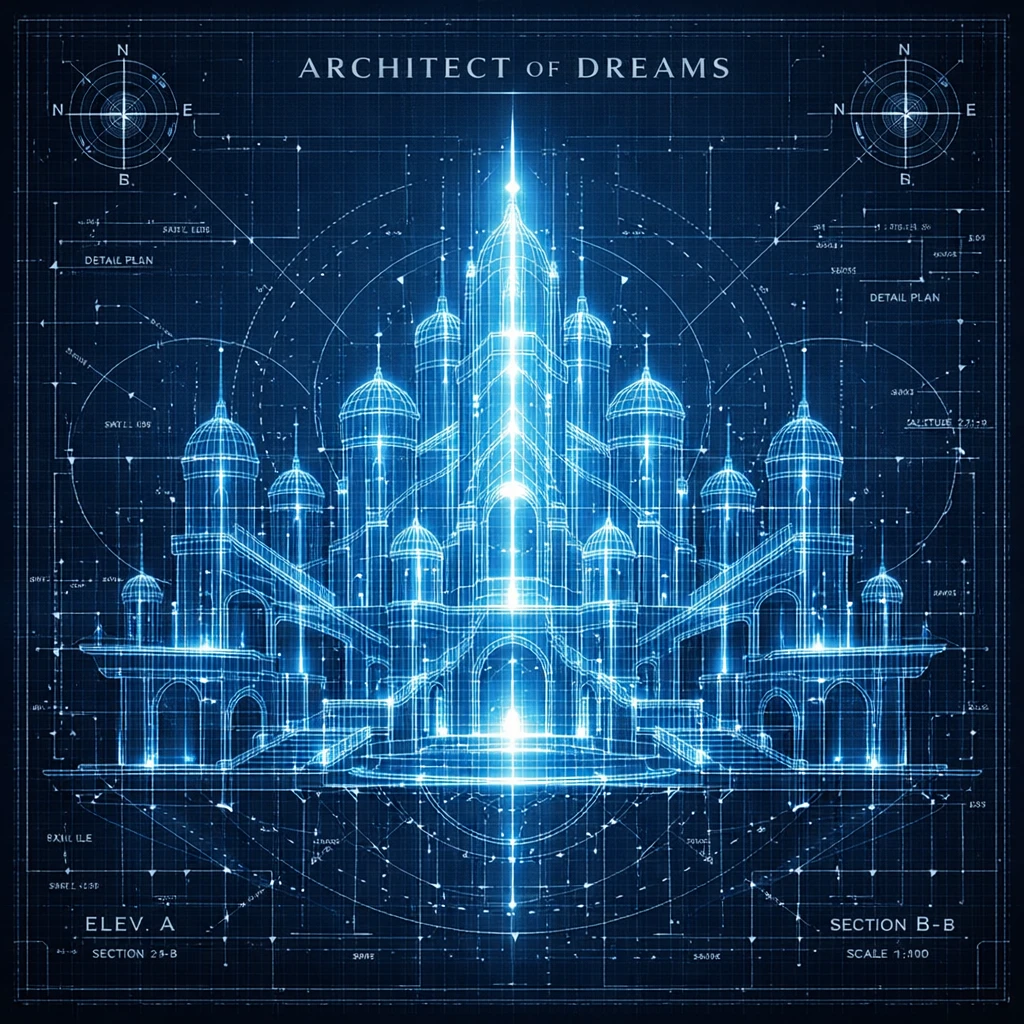 Обложка альбома в стиле чертежа — GPT Image 1.5 промт