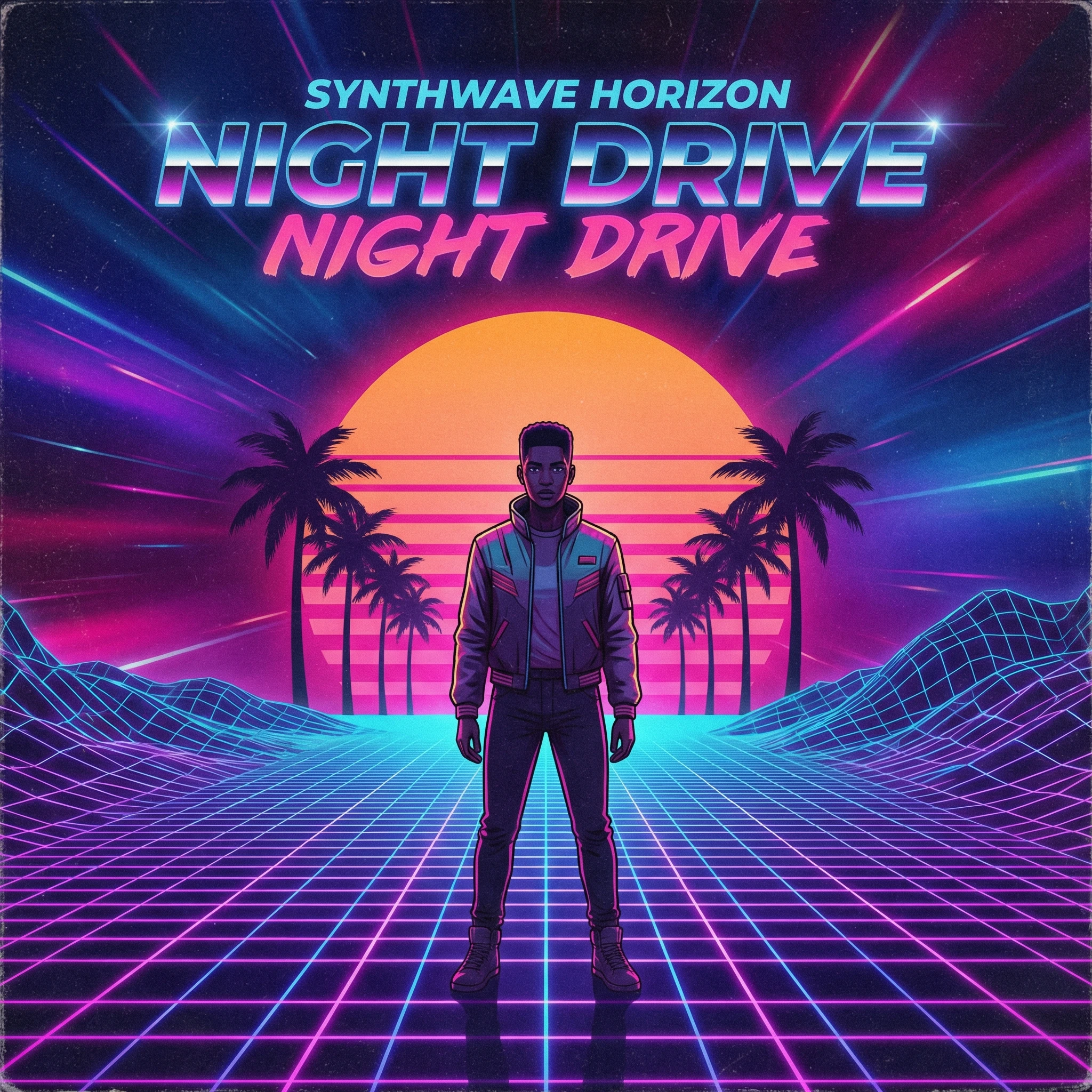 Обложка альбома в стиле Synthwave — Nano Banana Pro промт