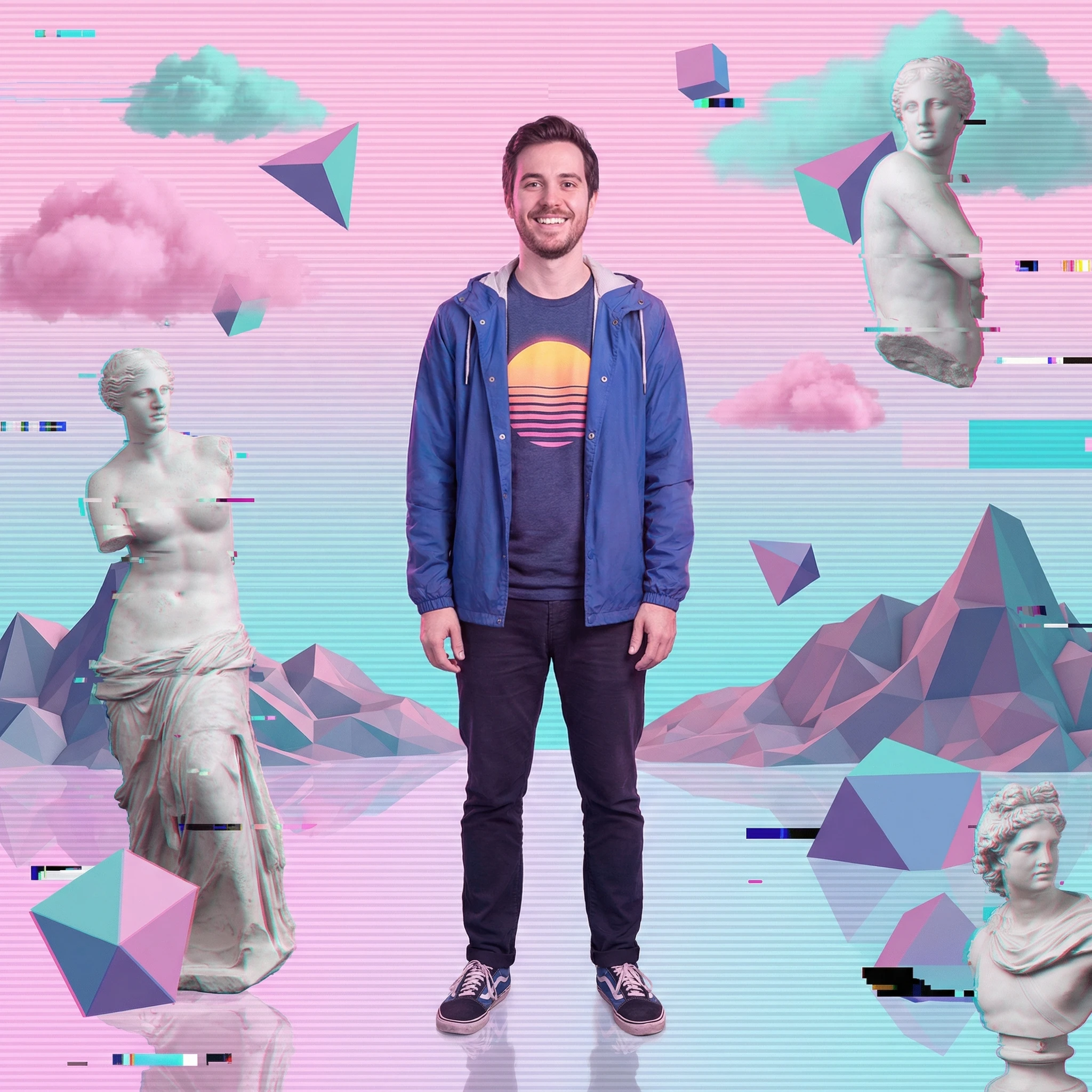 Обложка альбома в стиле Vaporwave — Nano Banana Pro промт