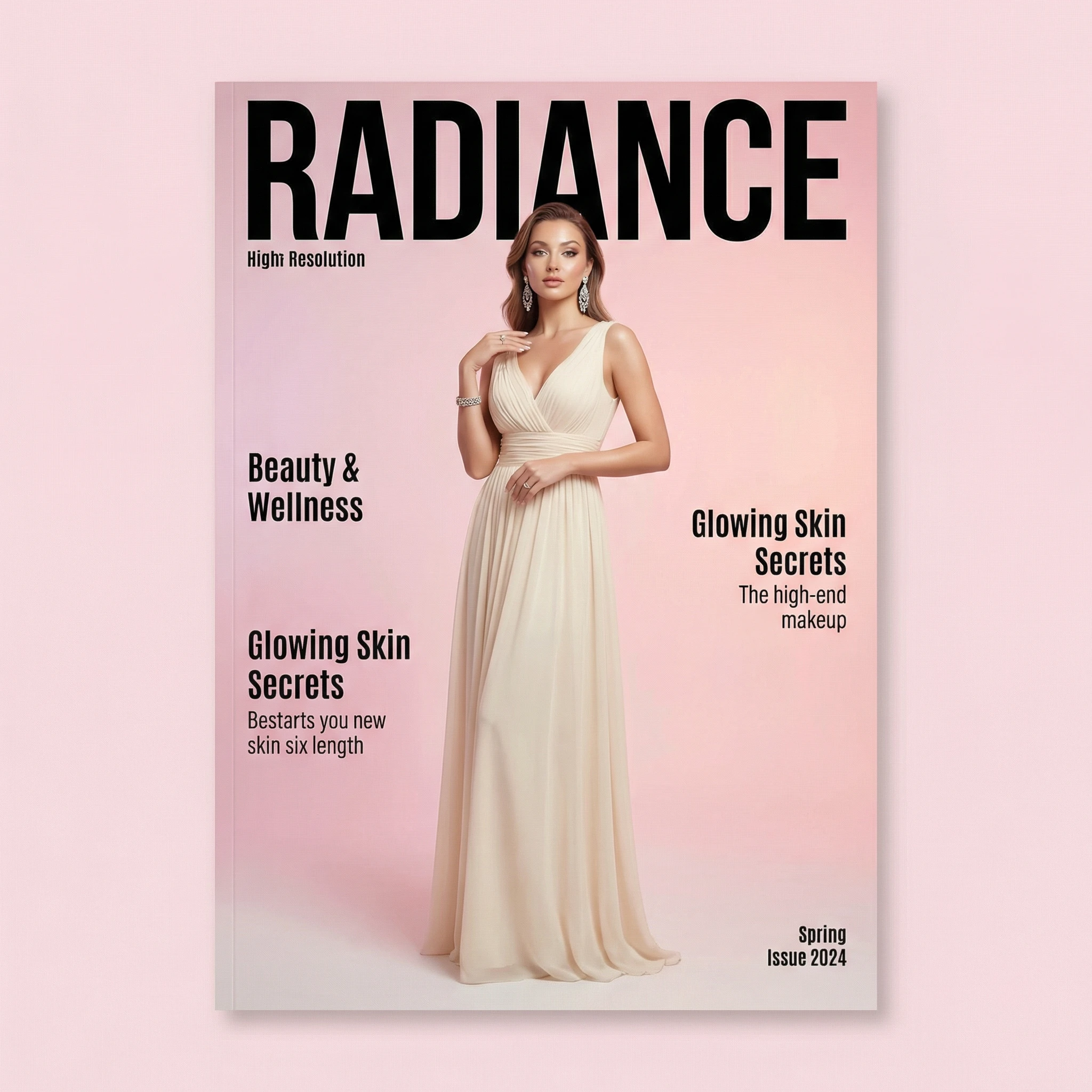 Обложка Beauty-журнала «Radiance» — Nano Banana Pro промт