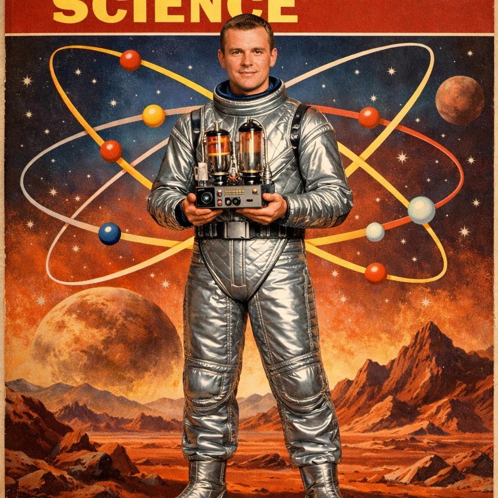 Обложка научно-популярного журнала 60-х — GPT Image 1.5 промт