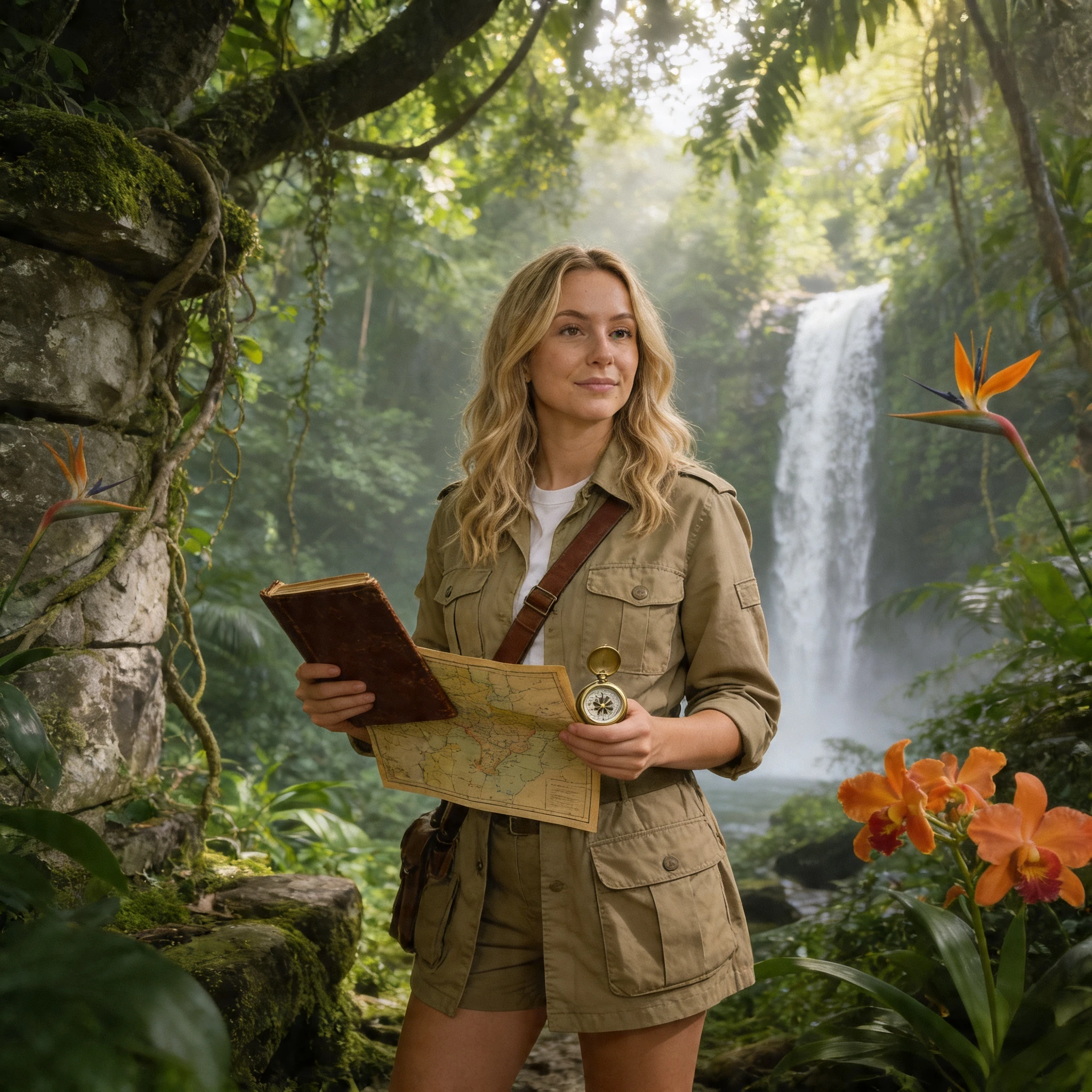 Обложка приключенческого романа о джунглях — Seedream 4.5 промт