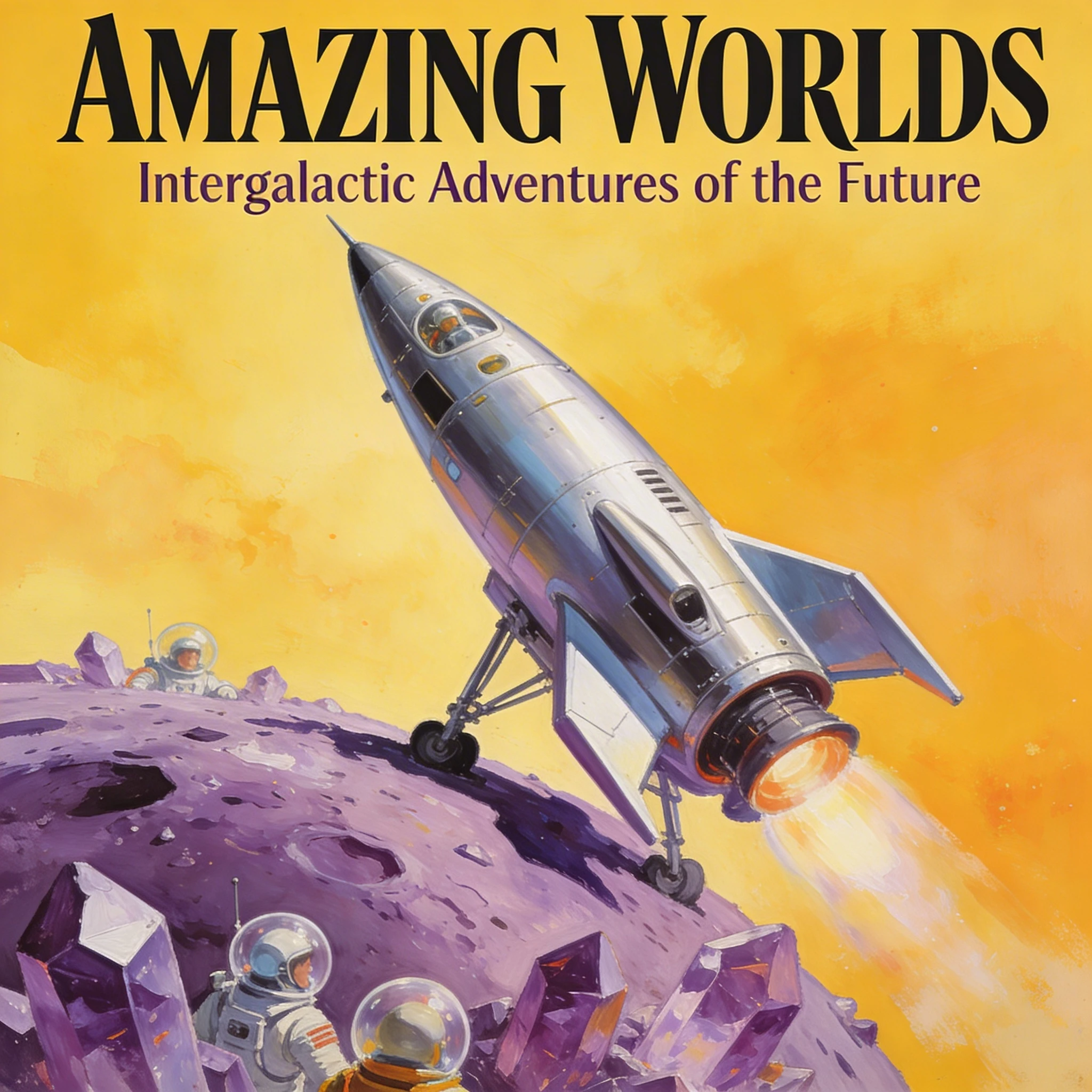 Обложка ретро-фантастического журнала — Seedream 4.5 промт