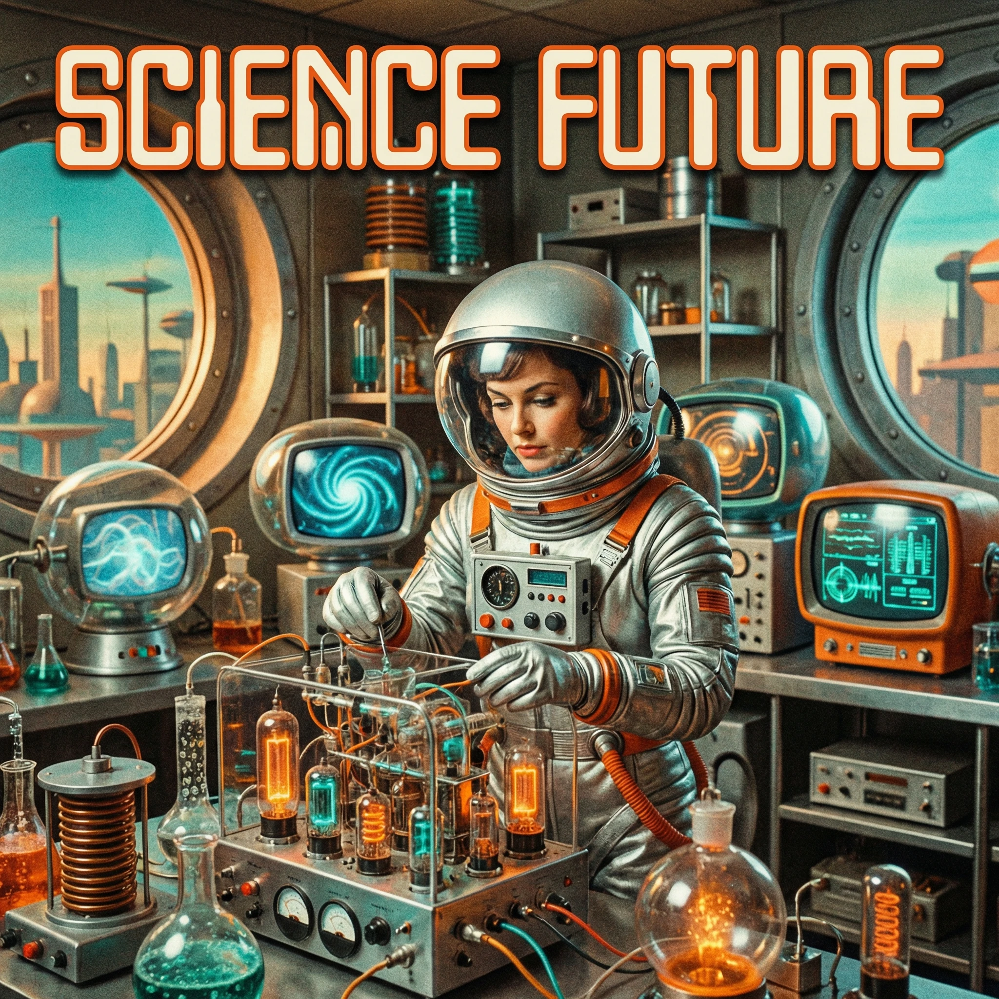 Обложка ретро-футуристического журнала — Nano Banana Pro промт