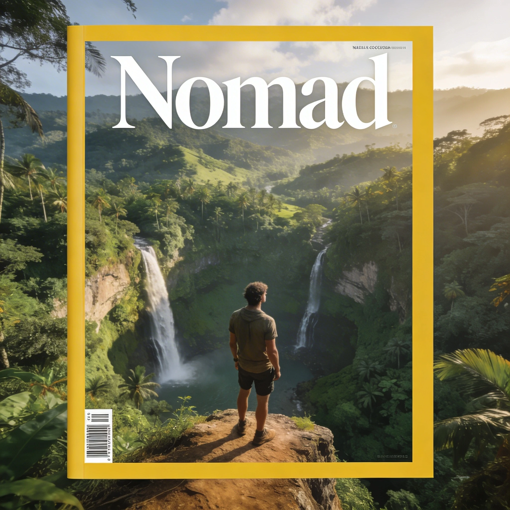 Обложка журнала о путешествиях 'Nomad' — Seedream 4.5 промт