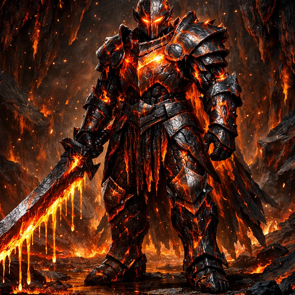 Огненный элементаль в доспехах — GPT Image 1.5 промт