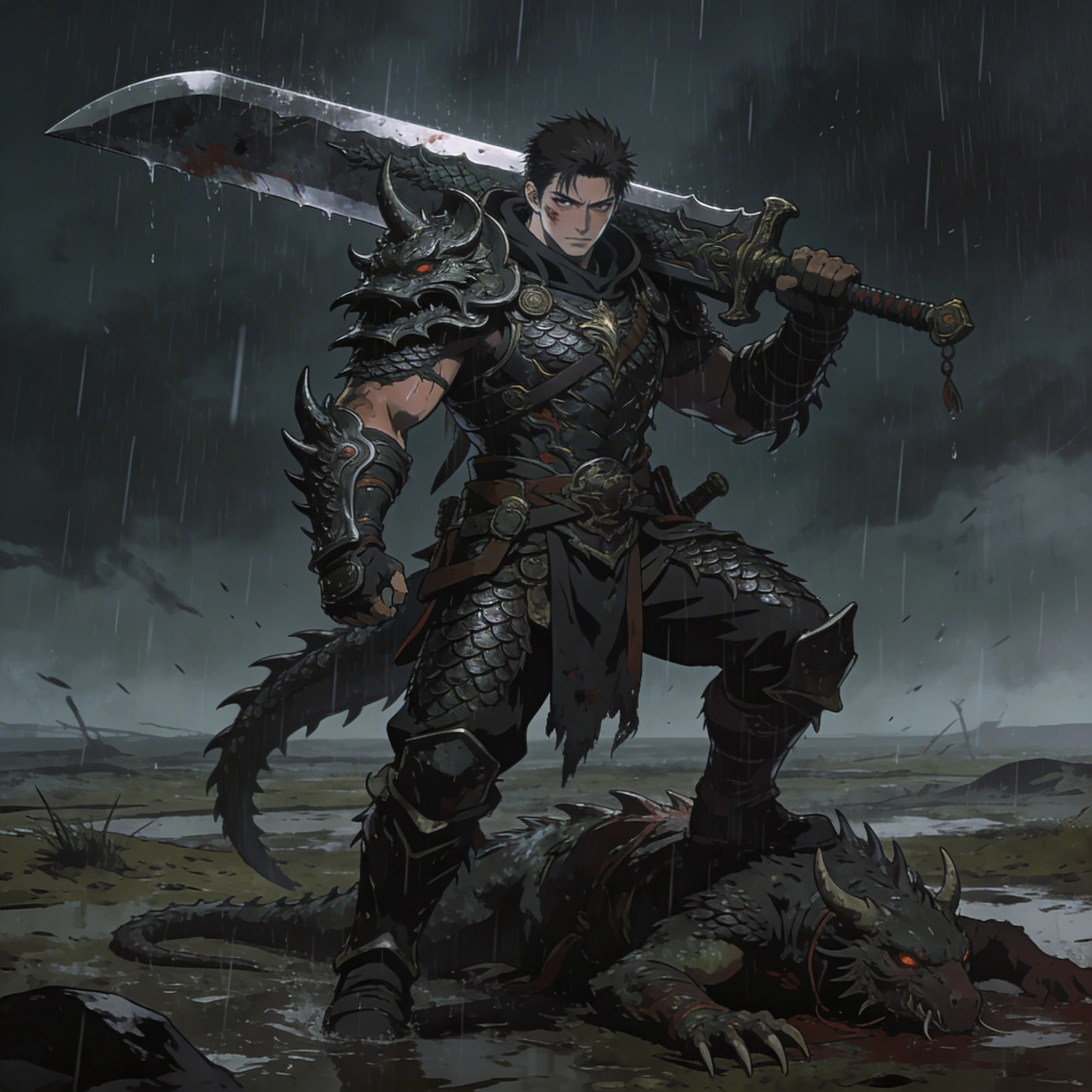 Охотник на монстров в стиле аниме — Seedream 4.5 промт