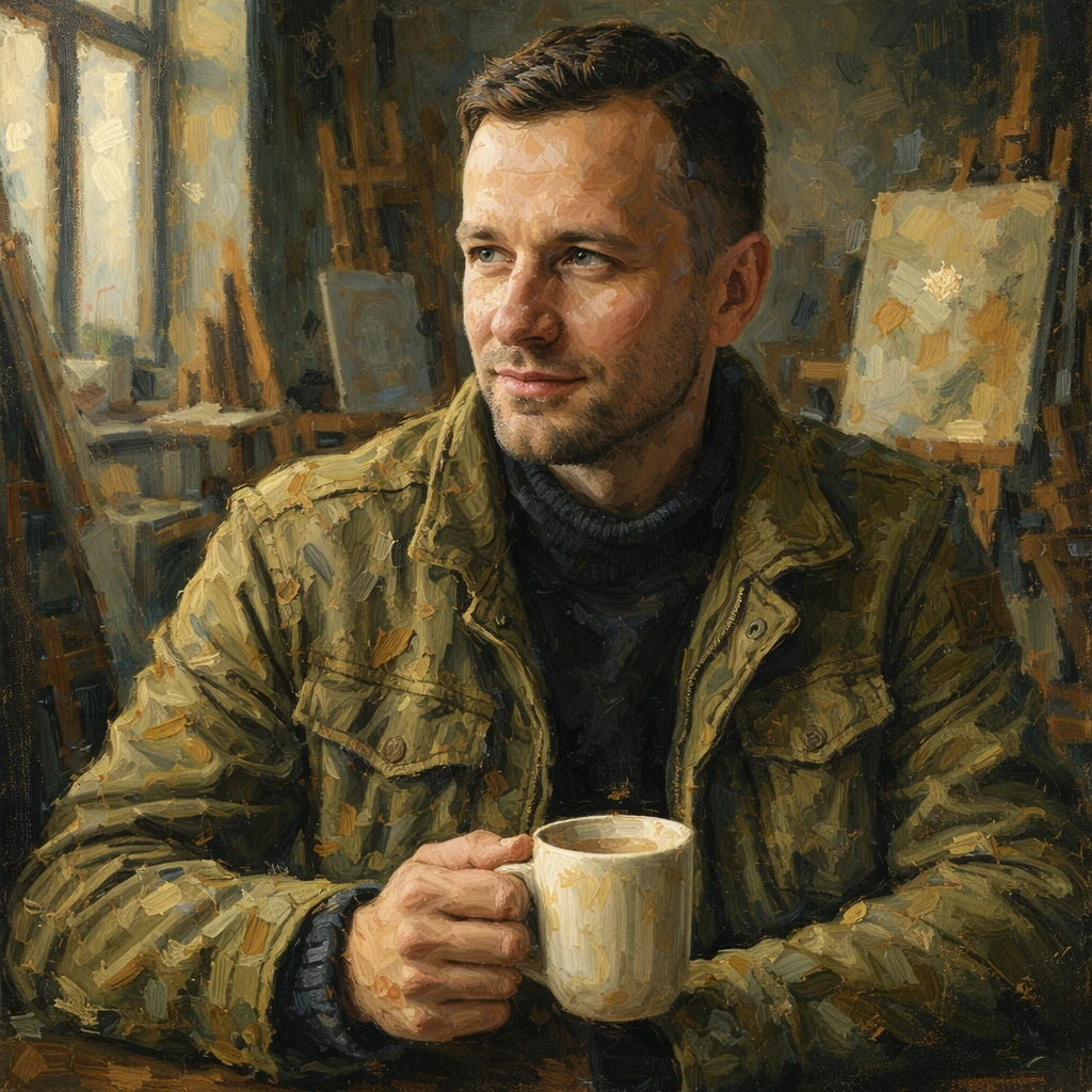 Оливковый набросок: Портрет маслом — GPT Image 1.5 промт