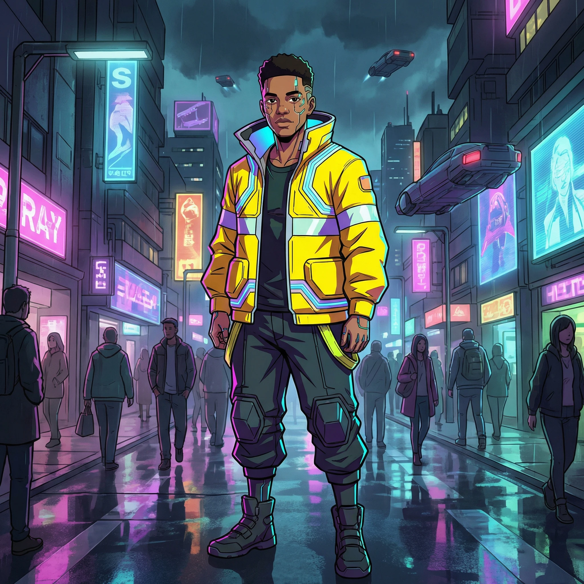 Персонаж аниме Cyberpunk: Edgerunners — Nano Banana Pro промт