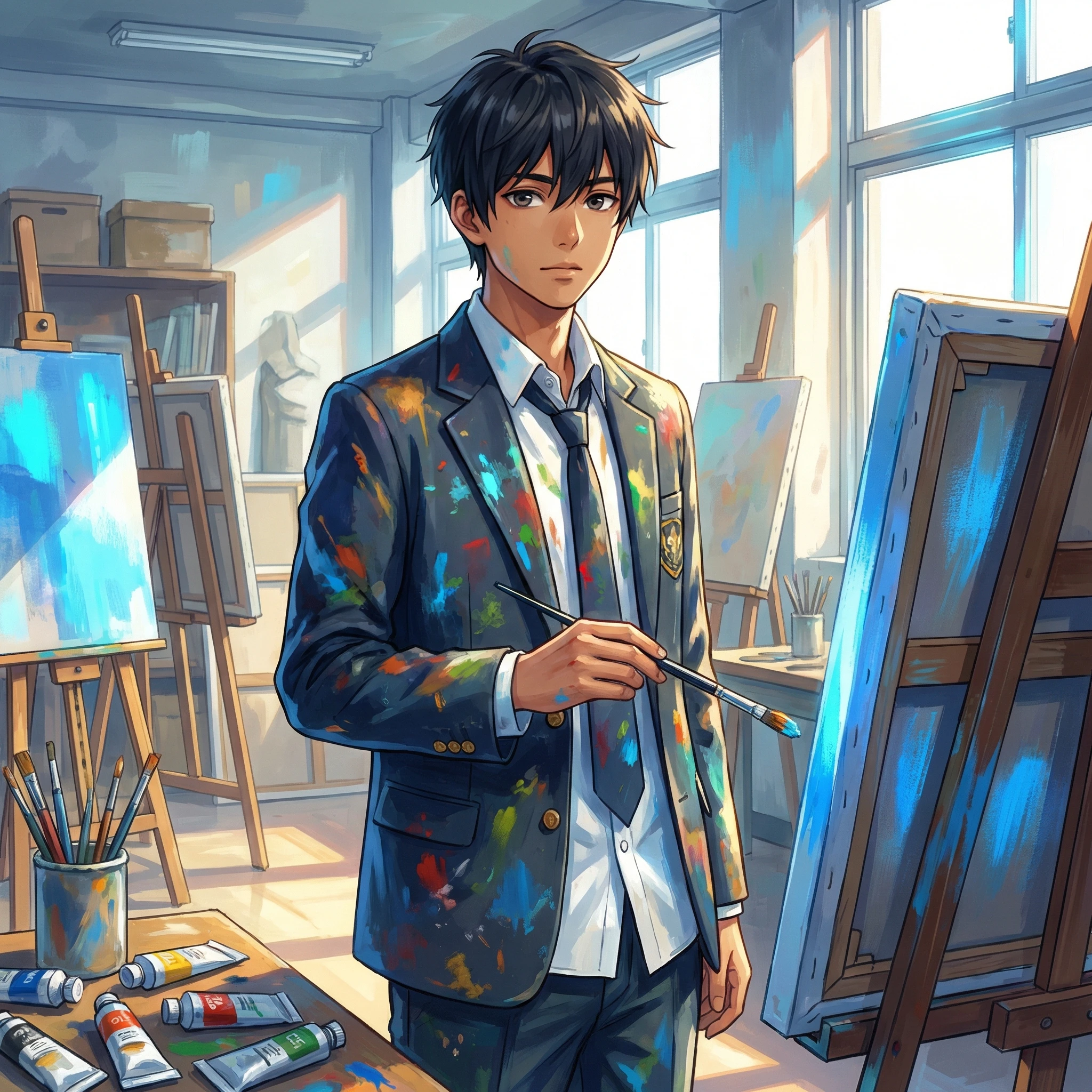 Персонаж аниме «Голубой период» — Nano Banana Pro промт