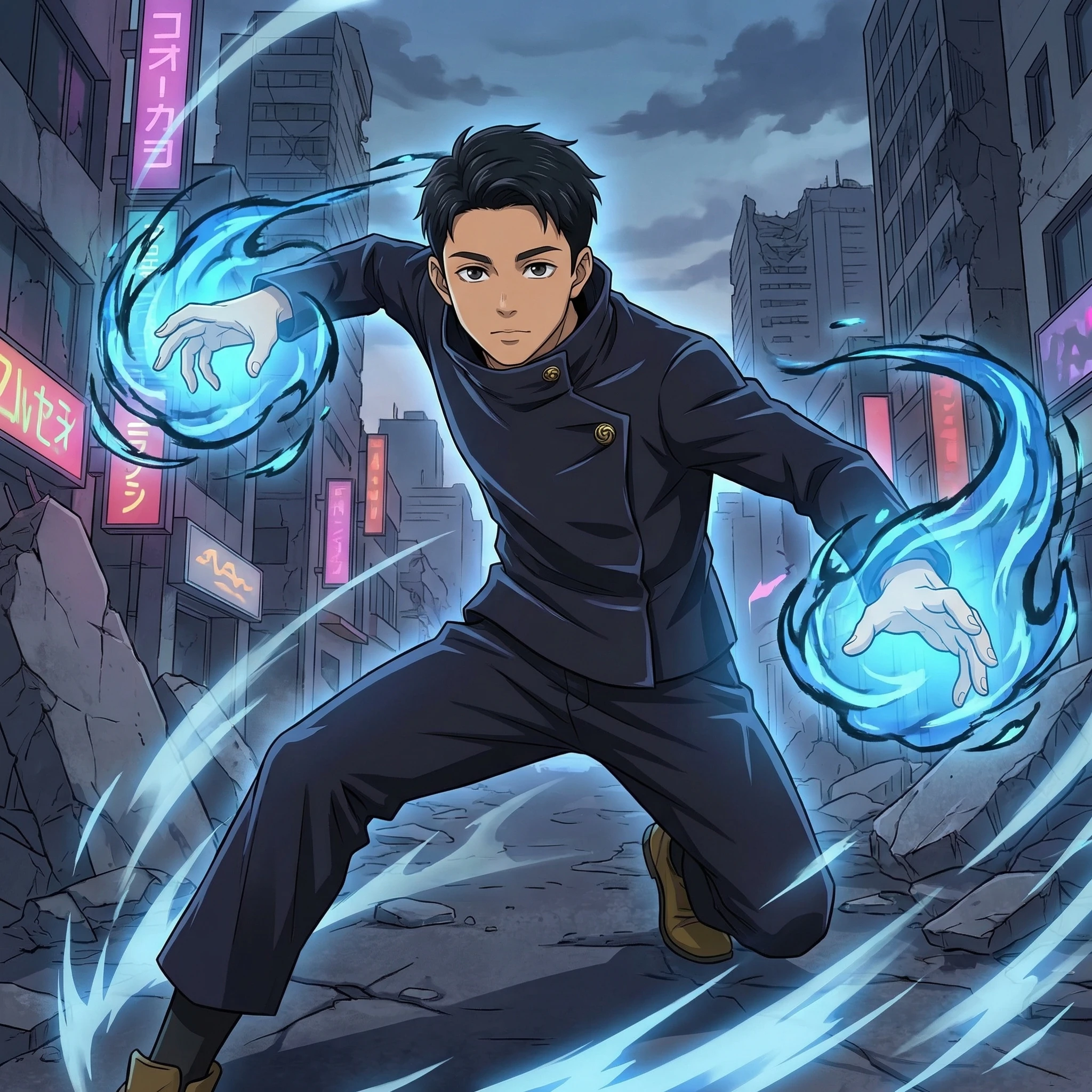 Персонаж аниме «Магическая битва»: Техника Проклятия — Nano Banana Pro промт