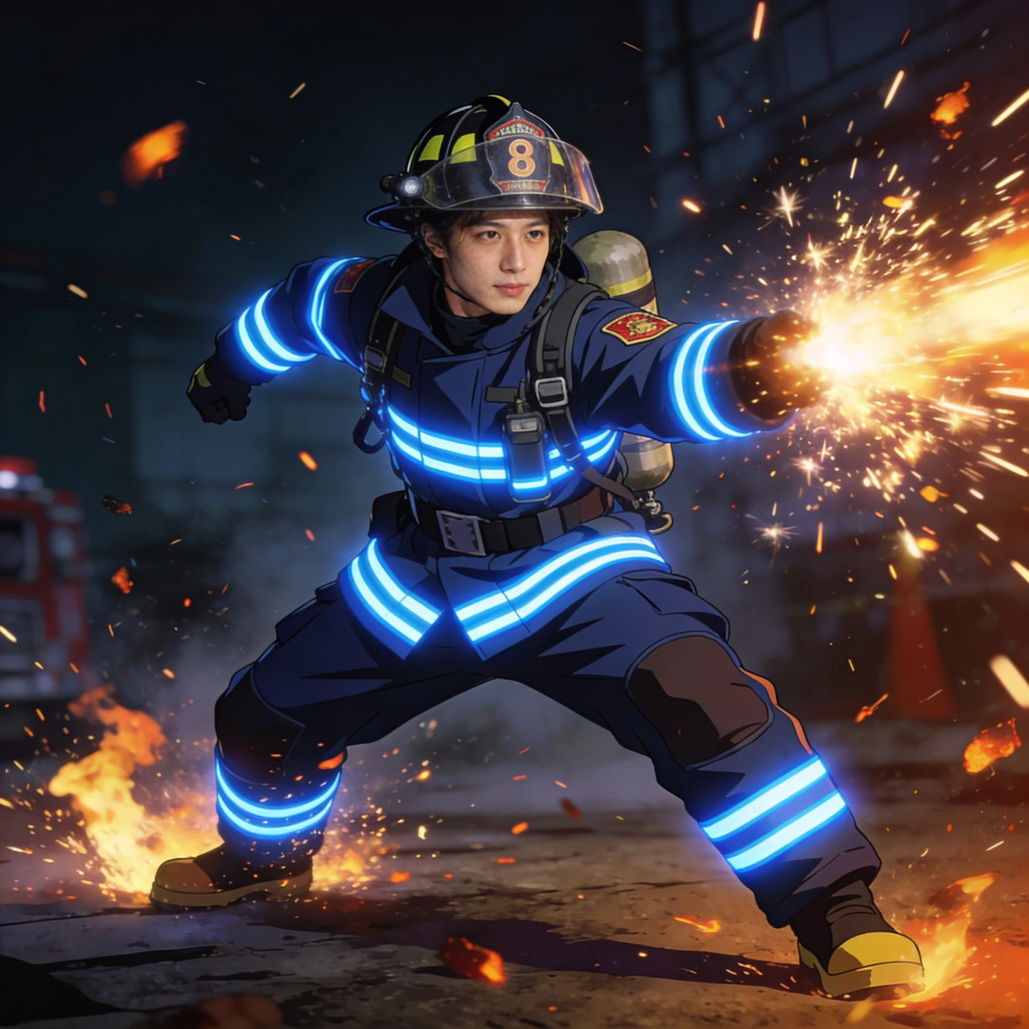 Персонаж аниме «Огненная бригада» — Seedream 4.5 промт