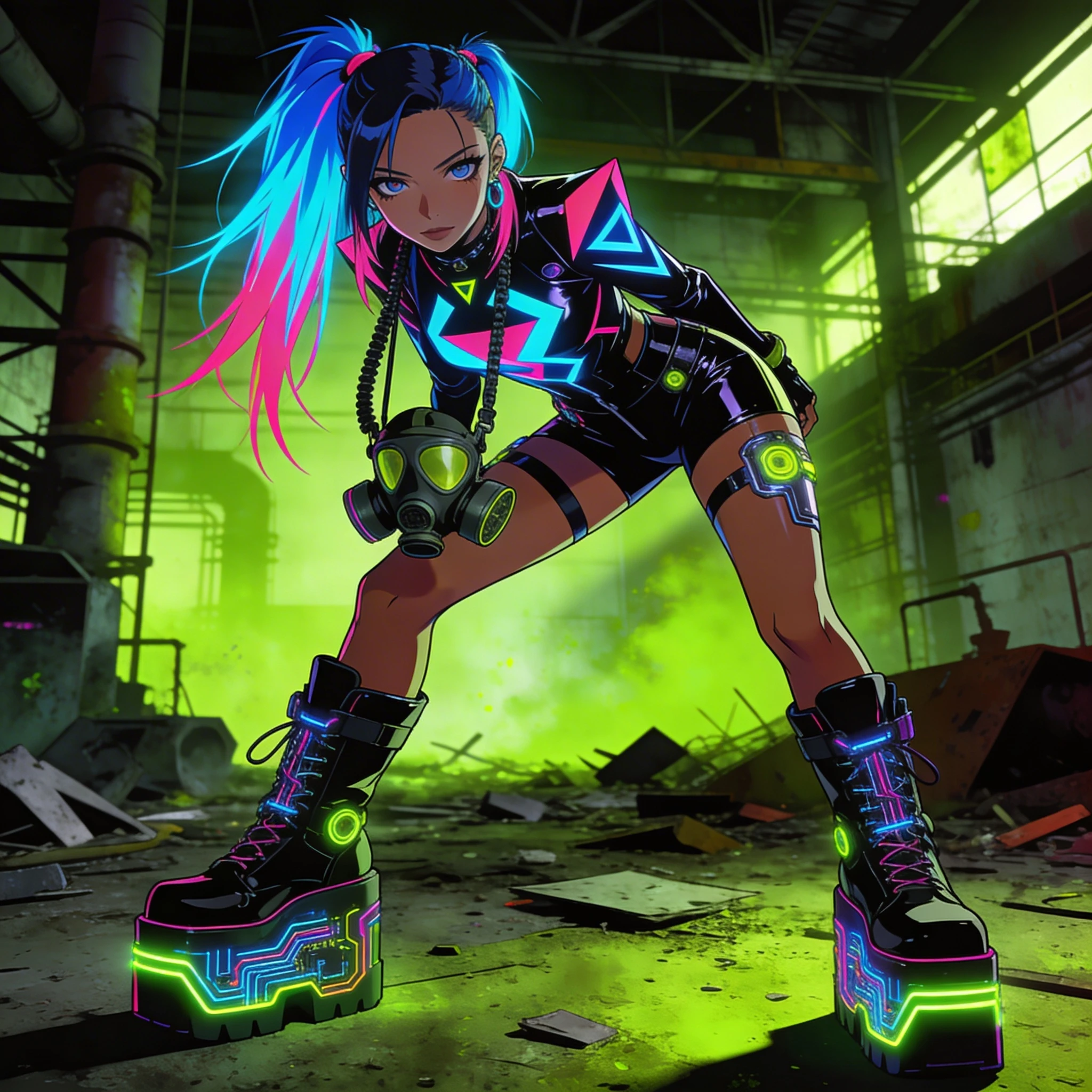 Персонаж аниме в стиле Cyber-Goth — Seedream 4.5 промт